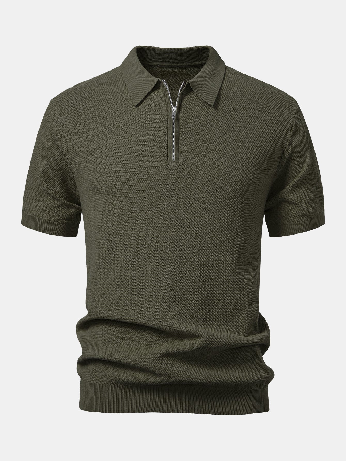 Humphrey® | Textured Zip Up Knit Polo Shirt - Image 7