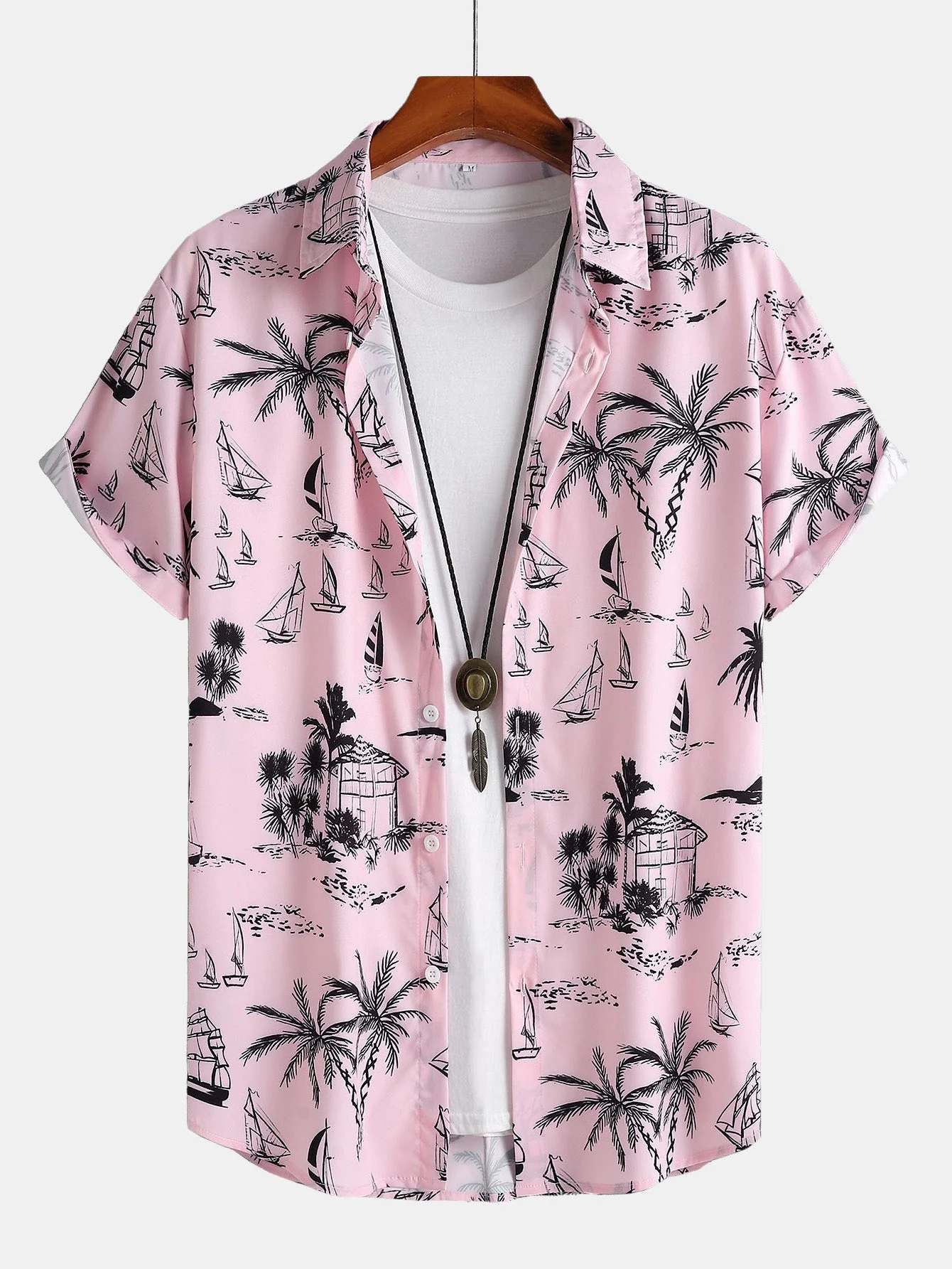 Iago® | Palm Tree Sailboat Print Button Up Shirt