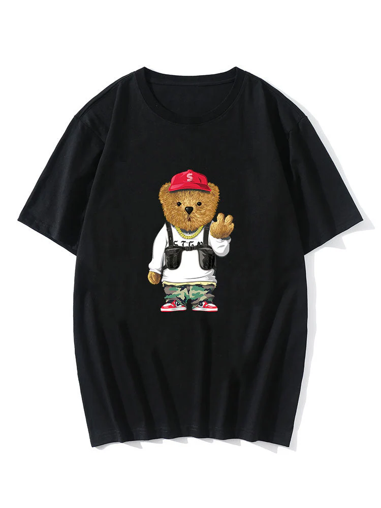 Ian® | Cartoon Bear Print T-Shirt - Image 2