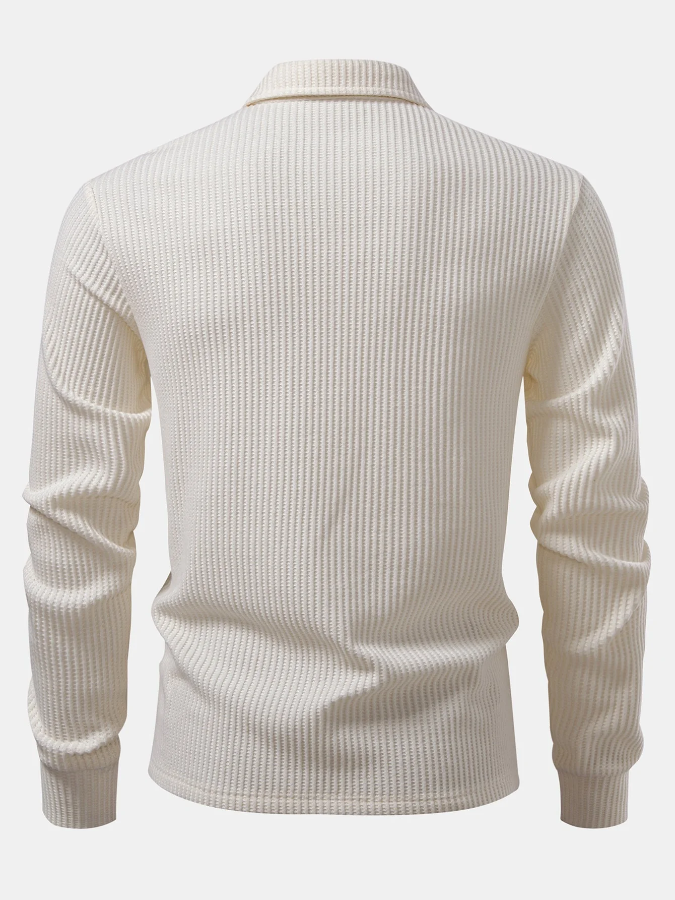 Iliás® | Long Sleeved Knitted Waffle Polo Shirt & Drawstring Knitted Waffle Pants - Image 23