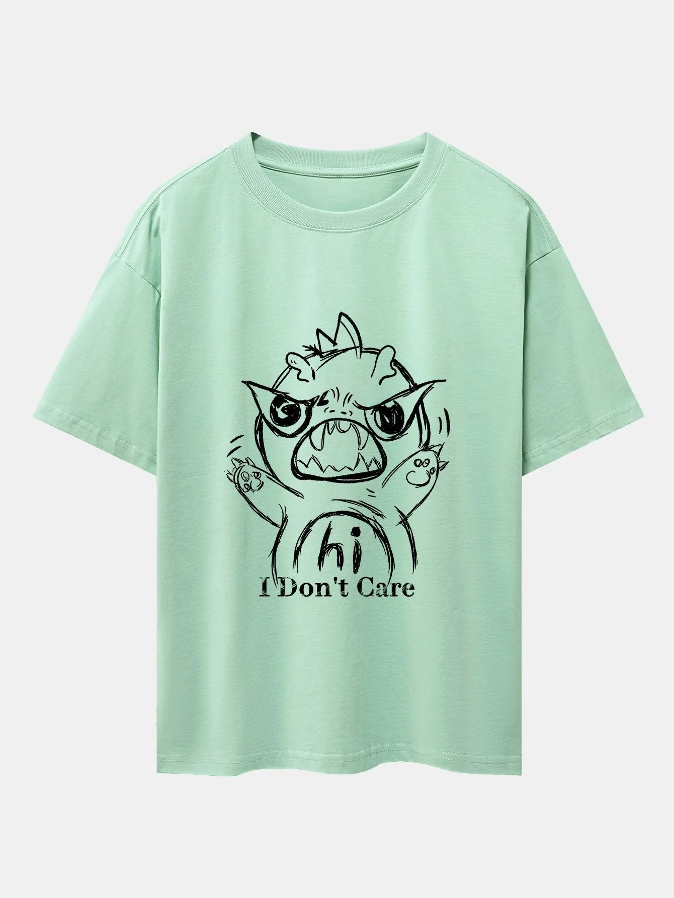 Isaac® | Cartoon Dinosaur Print Drop Shoulder Oversize T-Shirt - Image 9