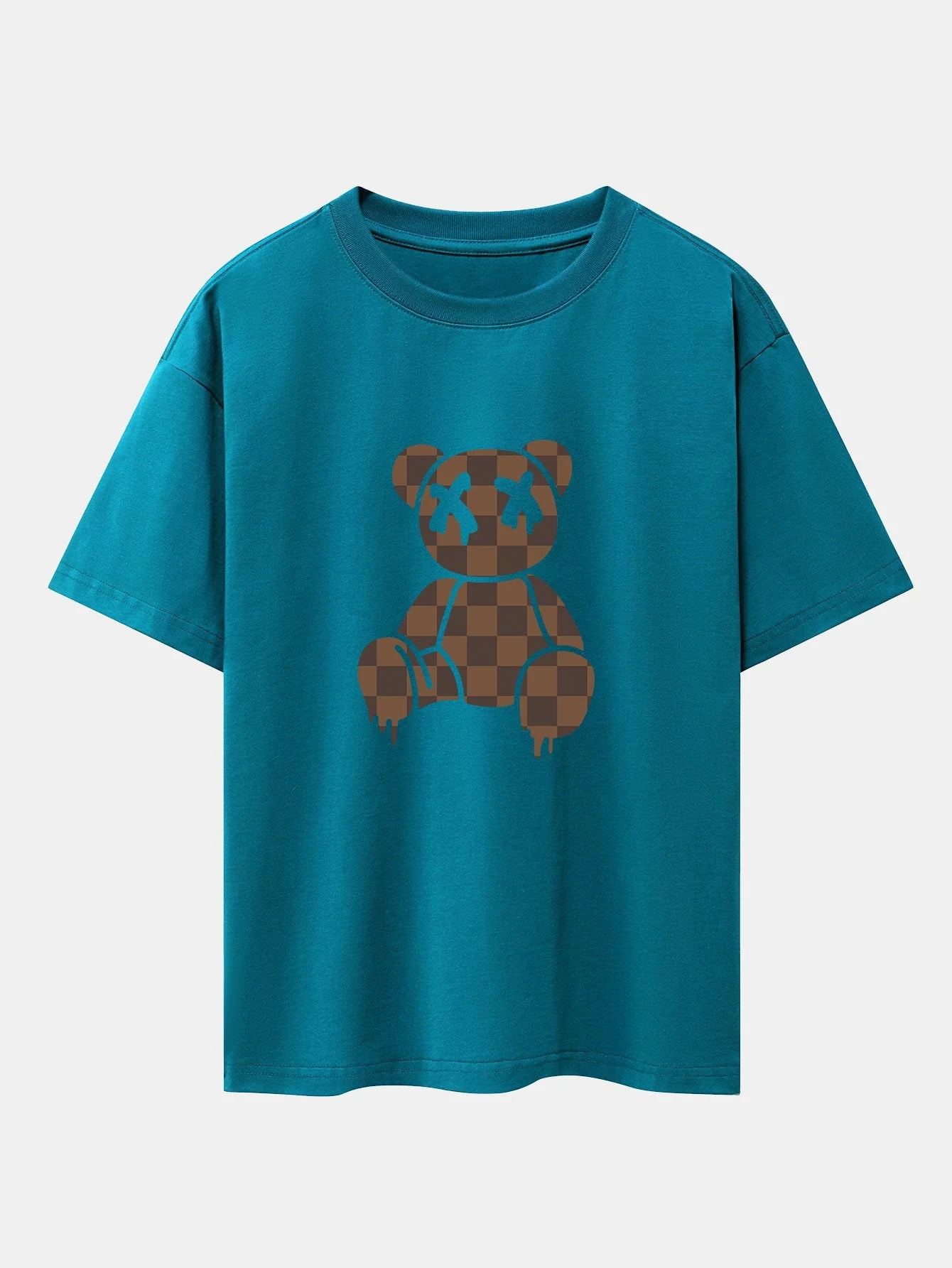 Isidro® | Checkerboard Dissolving Bear Drop Shoulder Oversize T-Shirt - Image 10