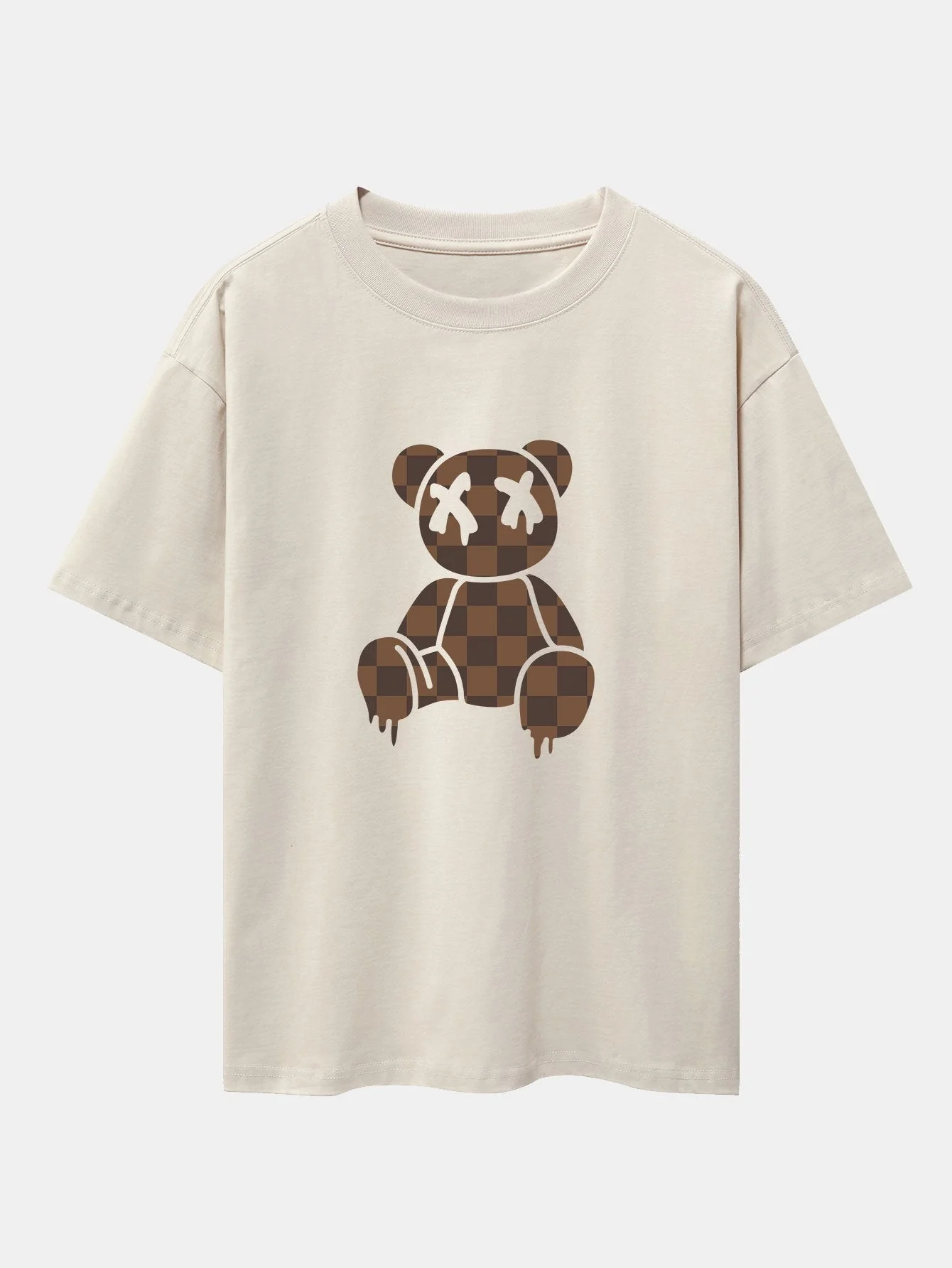 Isidro® | Checkerboard Dissolving Bear Drop Shoulder Oversize T-Shirt - Image 2