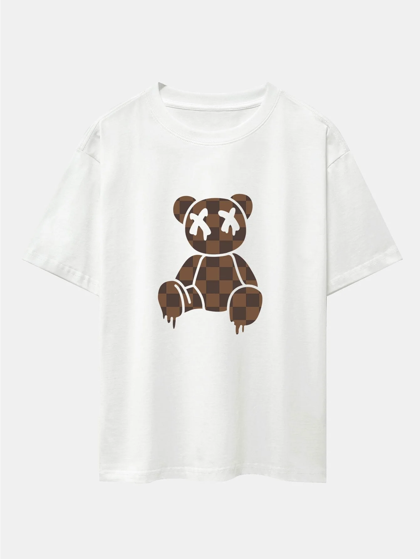 Isidro® | Checkerboard Dissolving Bear Drop Shoulder Oversize T-Shirt - Image 3