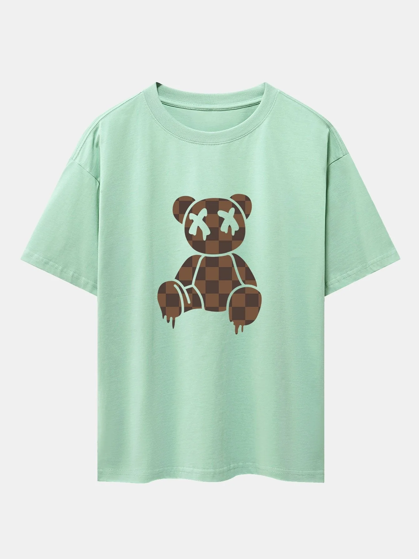Isidro® | Checkerboard Dissolving Bear Drop Shoulder Oversize T-Shirt - Image 8