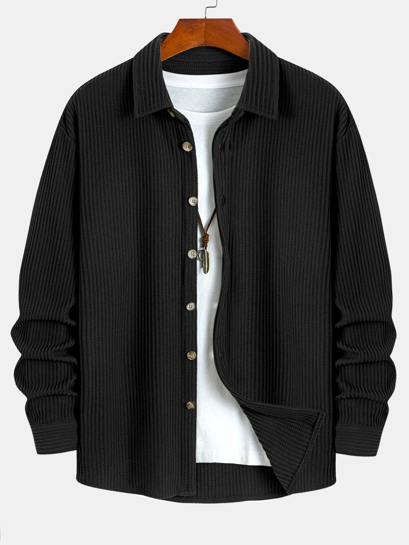 Israel® | Long Sleeved Waffle Button Up Shirt - Image 5