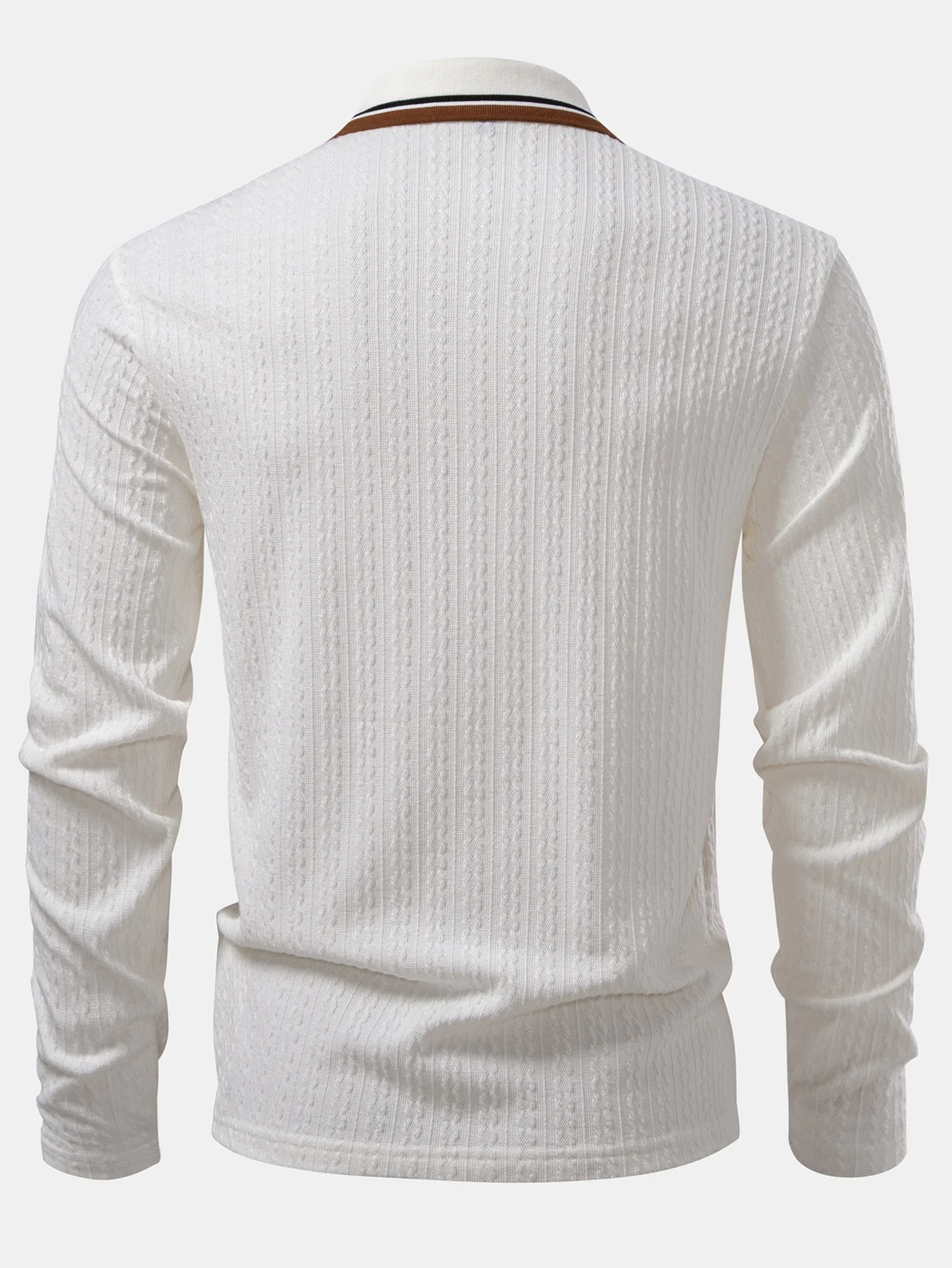 Jacob | Long Sleeve Twist Jacquard Polo Shirt - Image 15