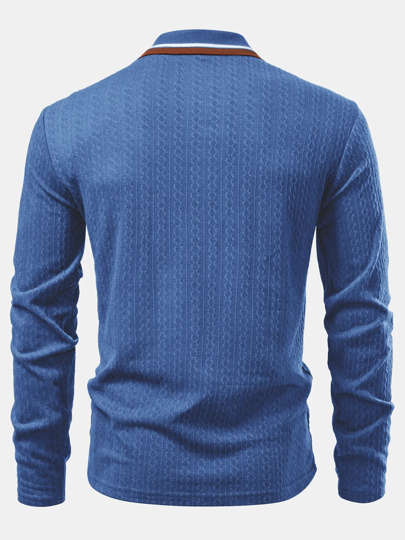 Jacob | Long Sleeve Twist Jacquard Polo Shirt - Image 19