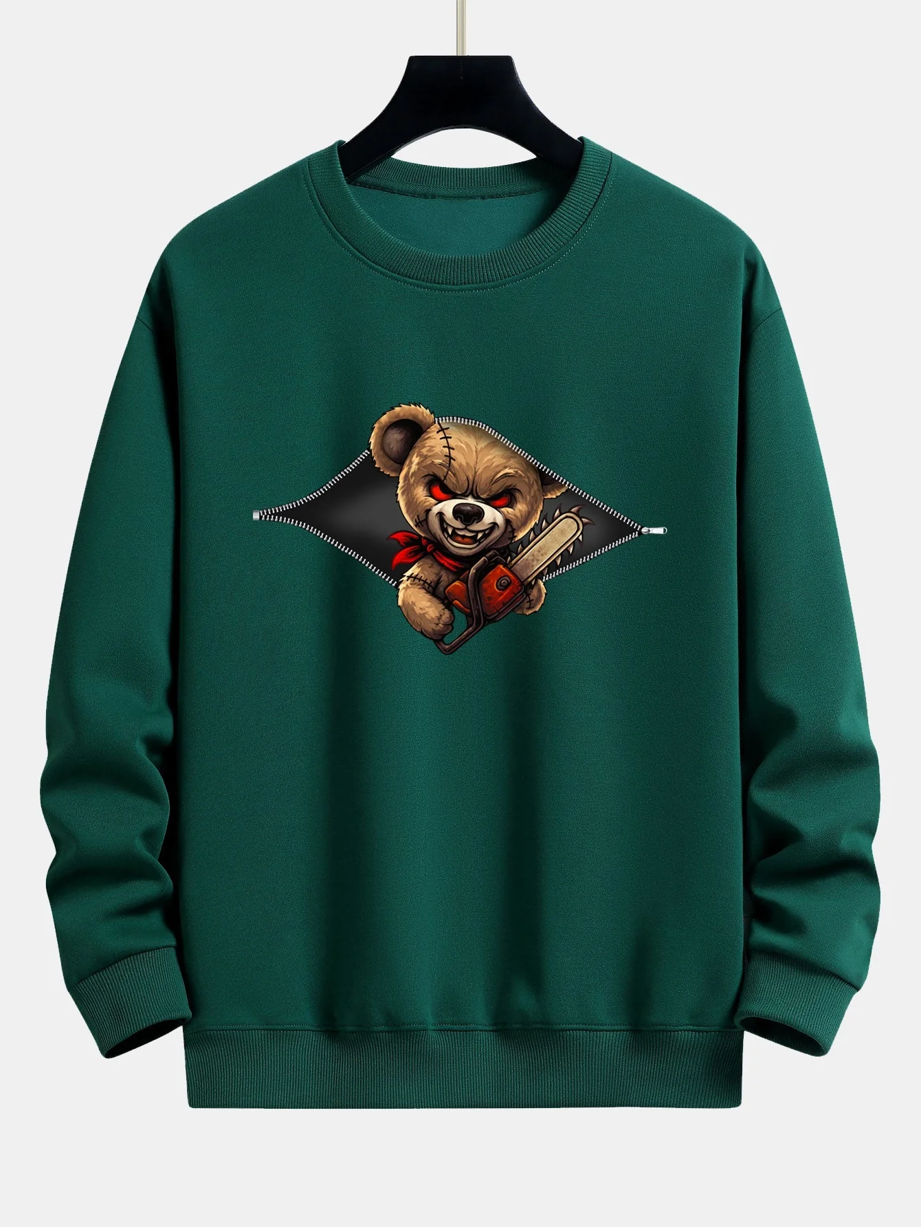 Jael® | Halloween Zipper Evil Bear Print Relax Fit Sweatshirt - Image 6