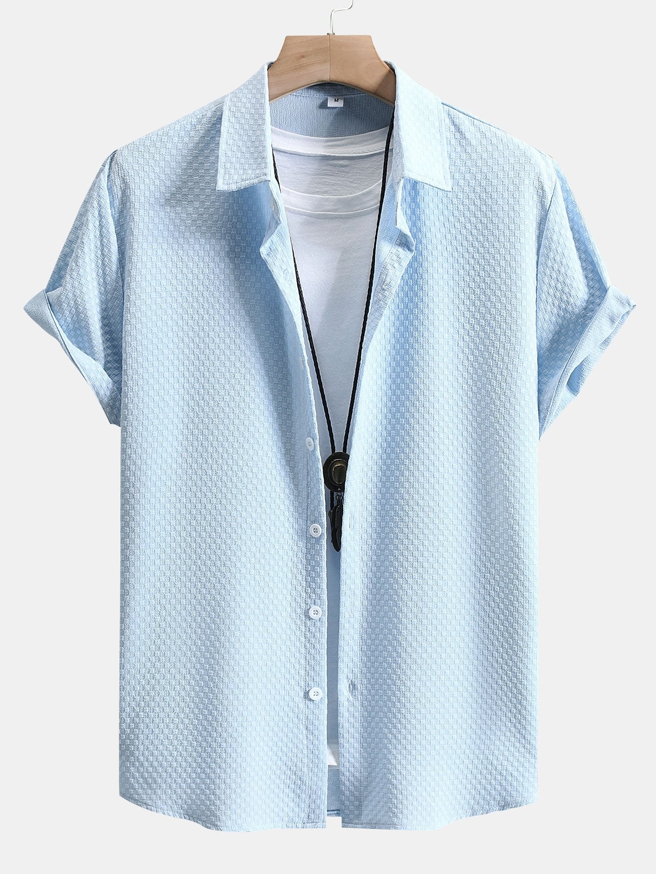 Jason® | Checkerboard Jacquard Button Up Shirt