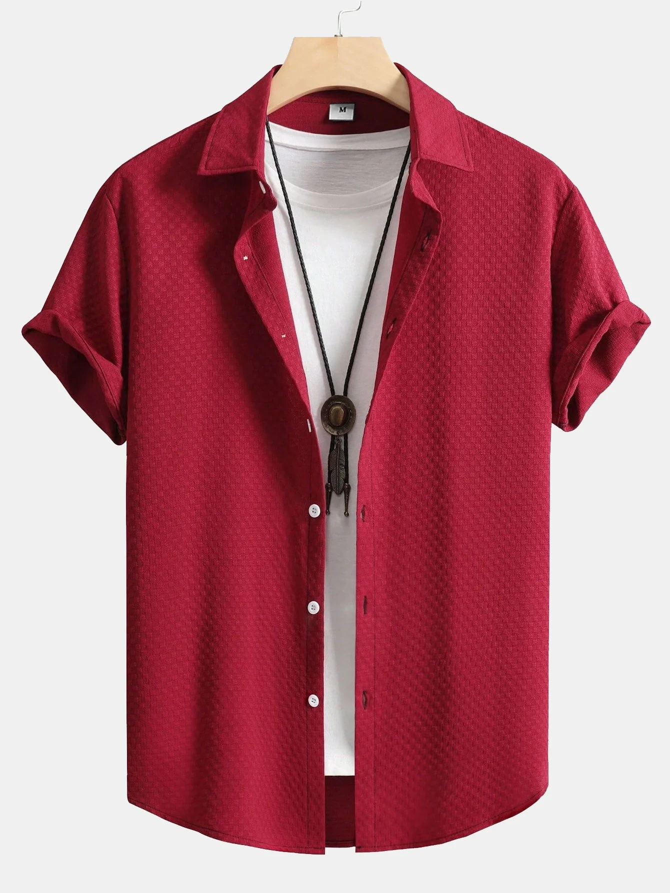 Jason® | Checkerboard Jacquard Button Up Shirt - Image 4