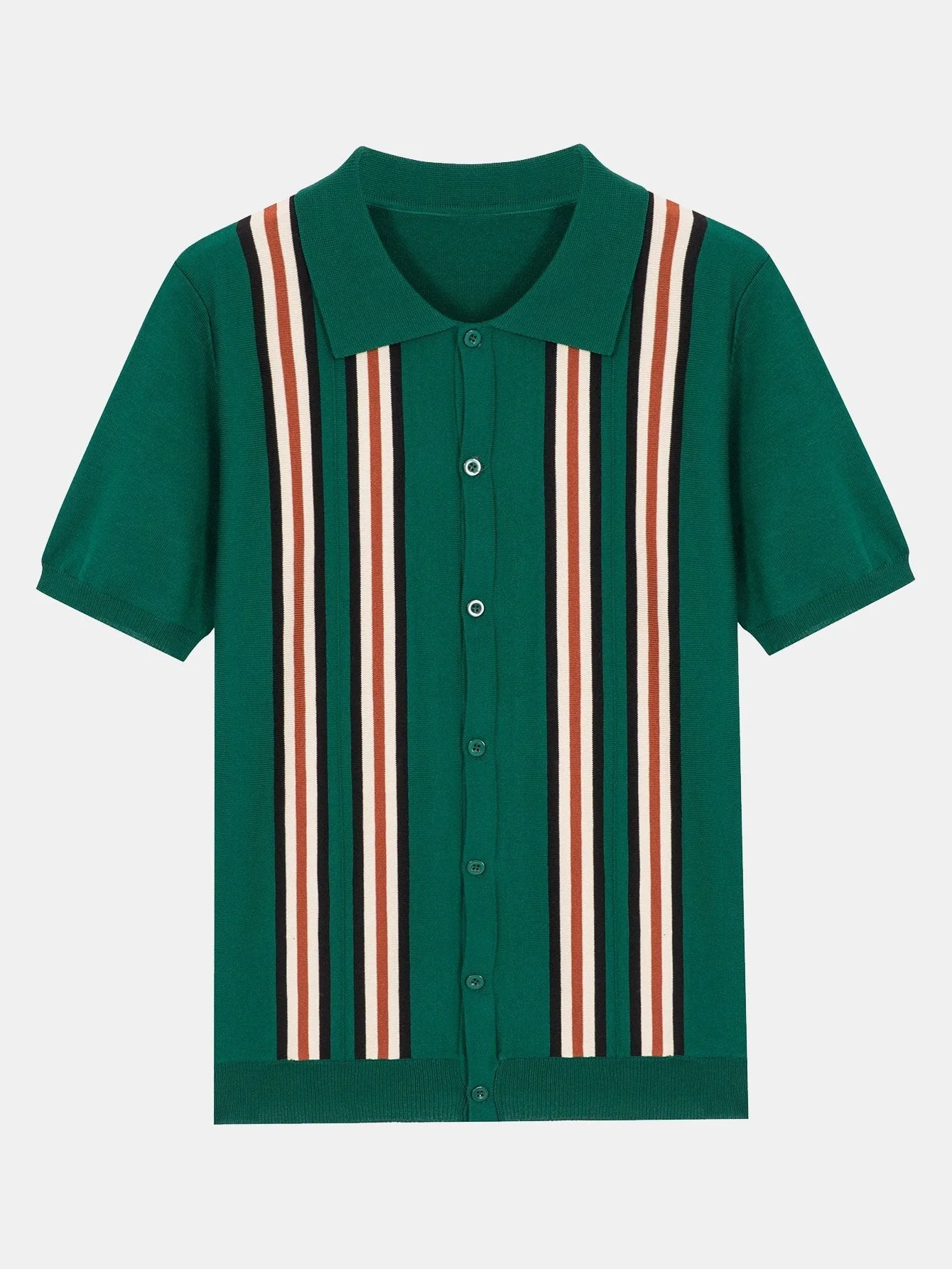 Jasper | Short Sleeve Striped Button Up Sweater Polo - Image 2
