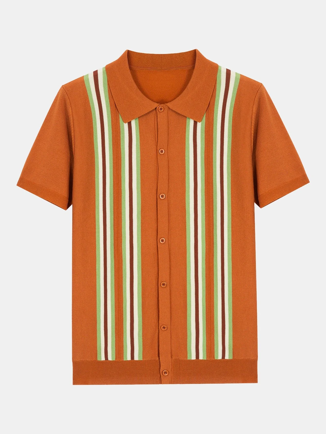 Jasper | Short Sleeve Striped Button Up Sweater Polo - Image 3