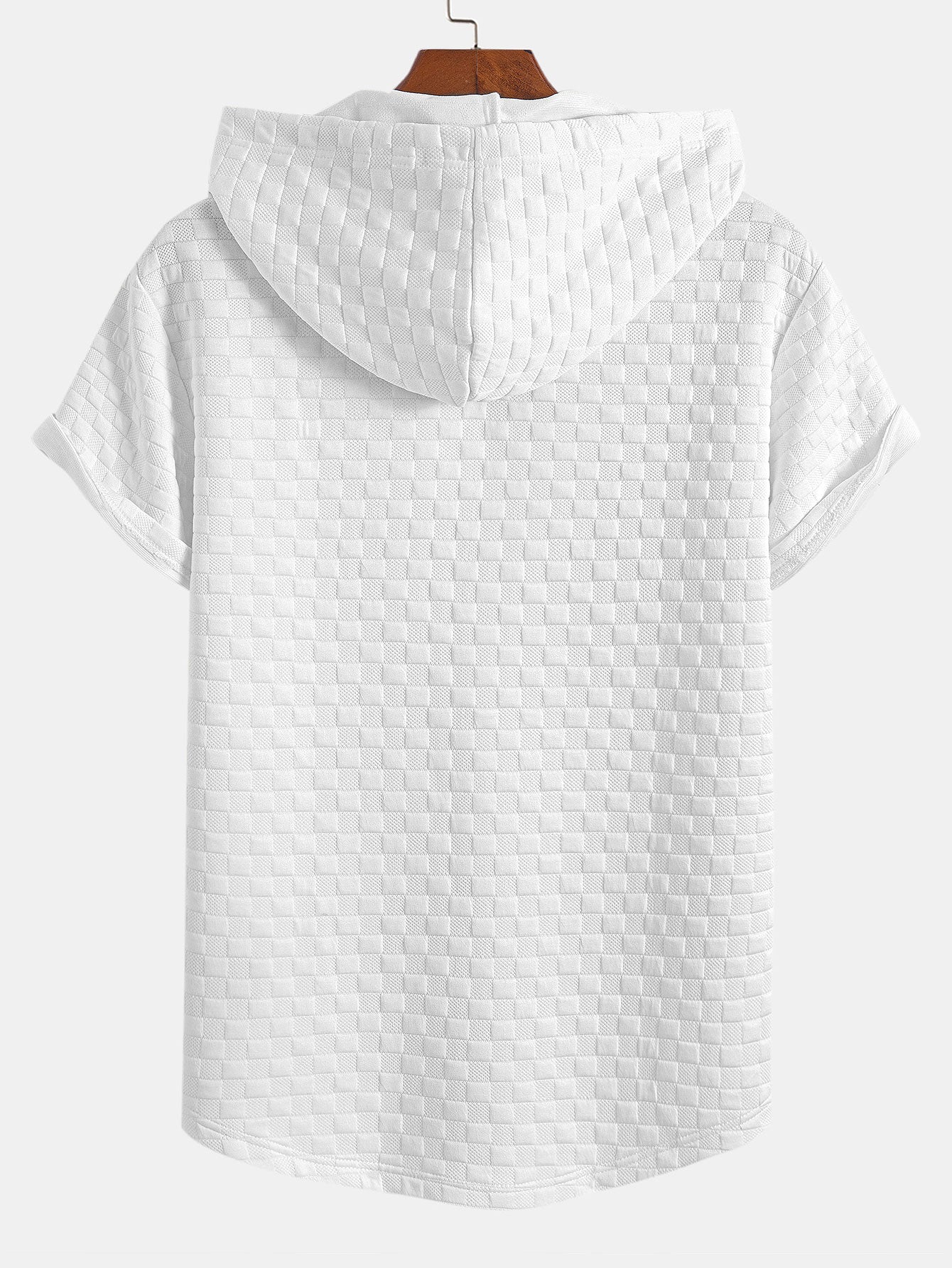 Javier® | Checkerboard Jacquard Arc Hem Hooded T-Shirt & Checkerboard Jacquard Shorts - Image 5