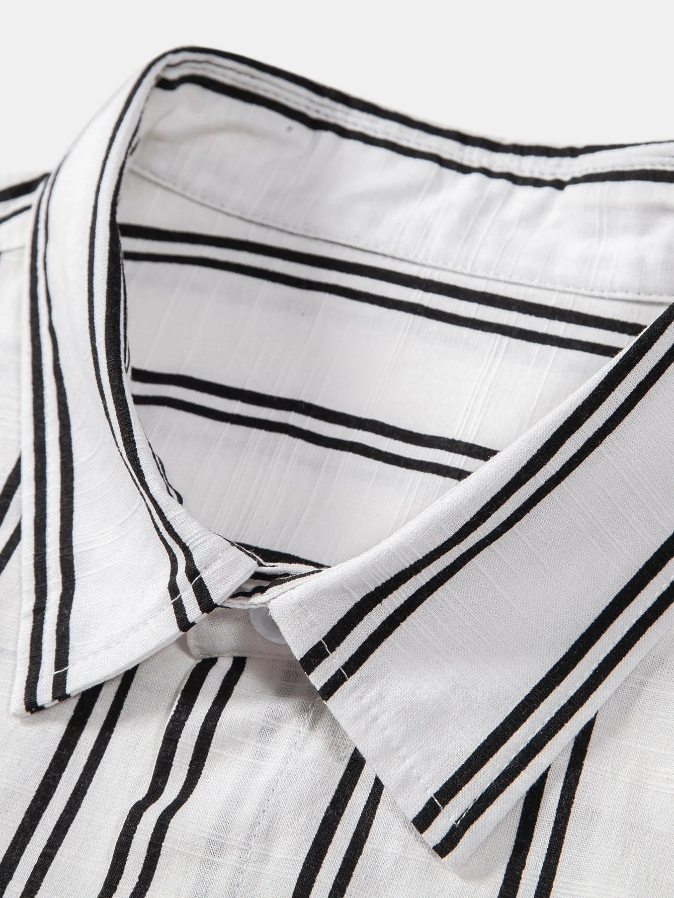 Javier® | Linen Look Striped Button Up Shirt - Image 3