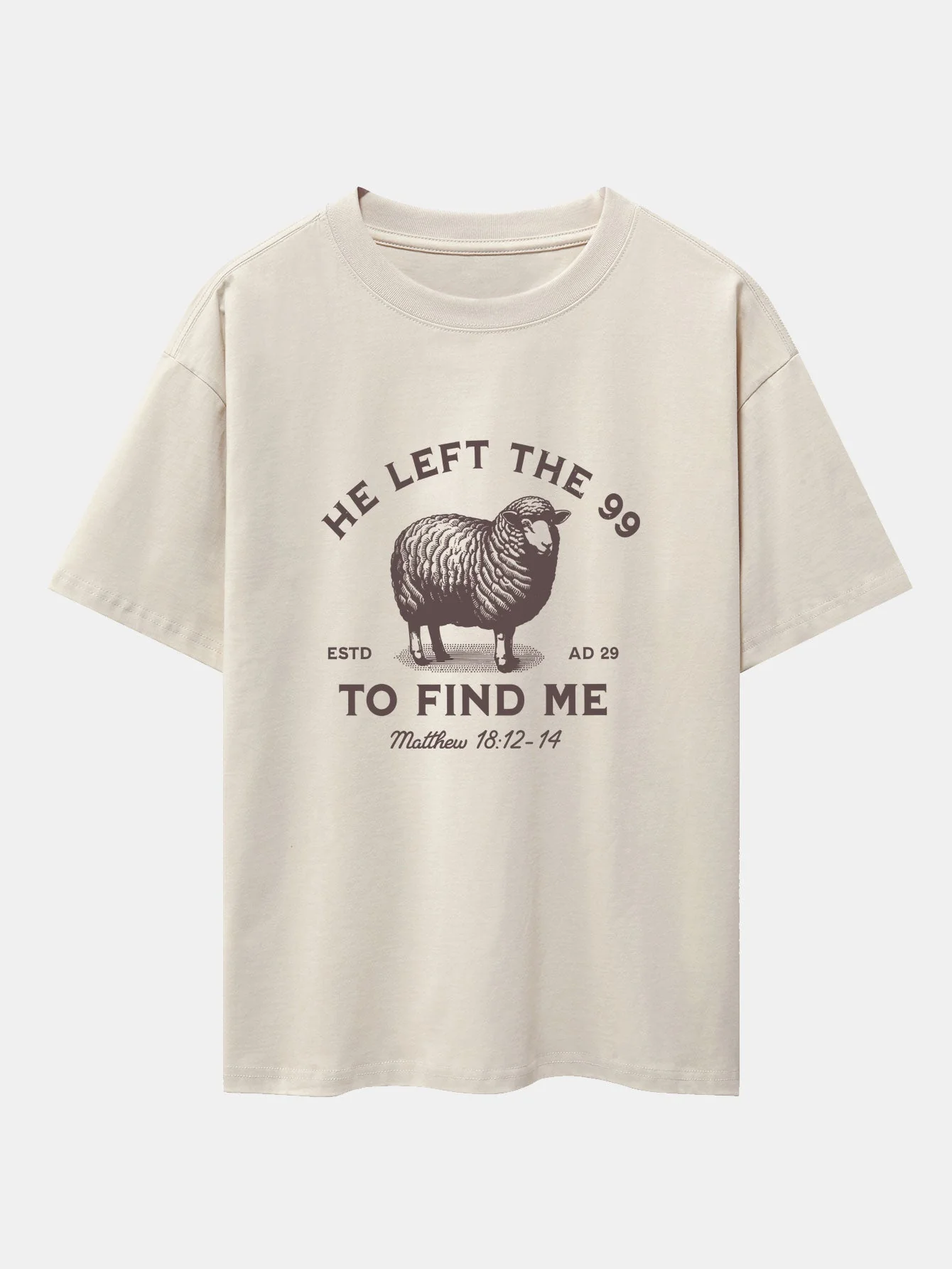 Jayden® | The Lost Lamb Print Drop Shoulder Oversize T-Shirt