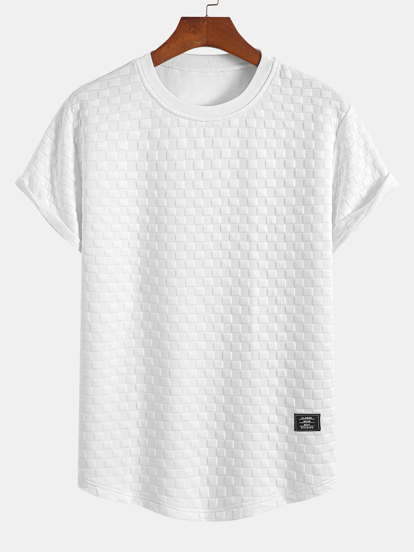 Jeremías® | Checkerboard Jacquard Arc Hem T-Shirt