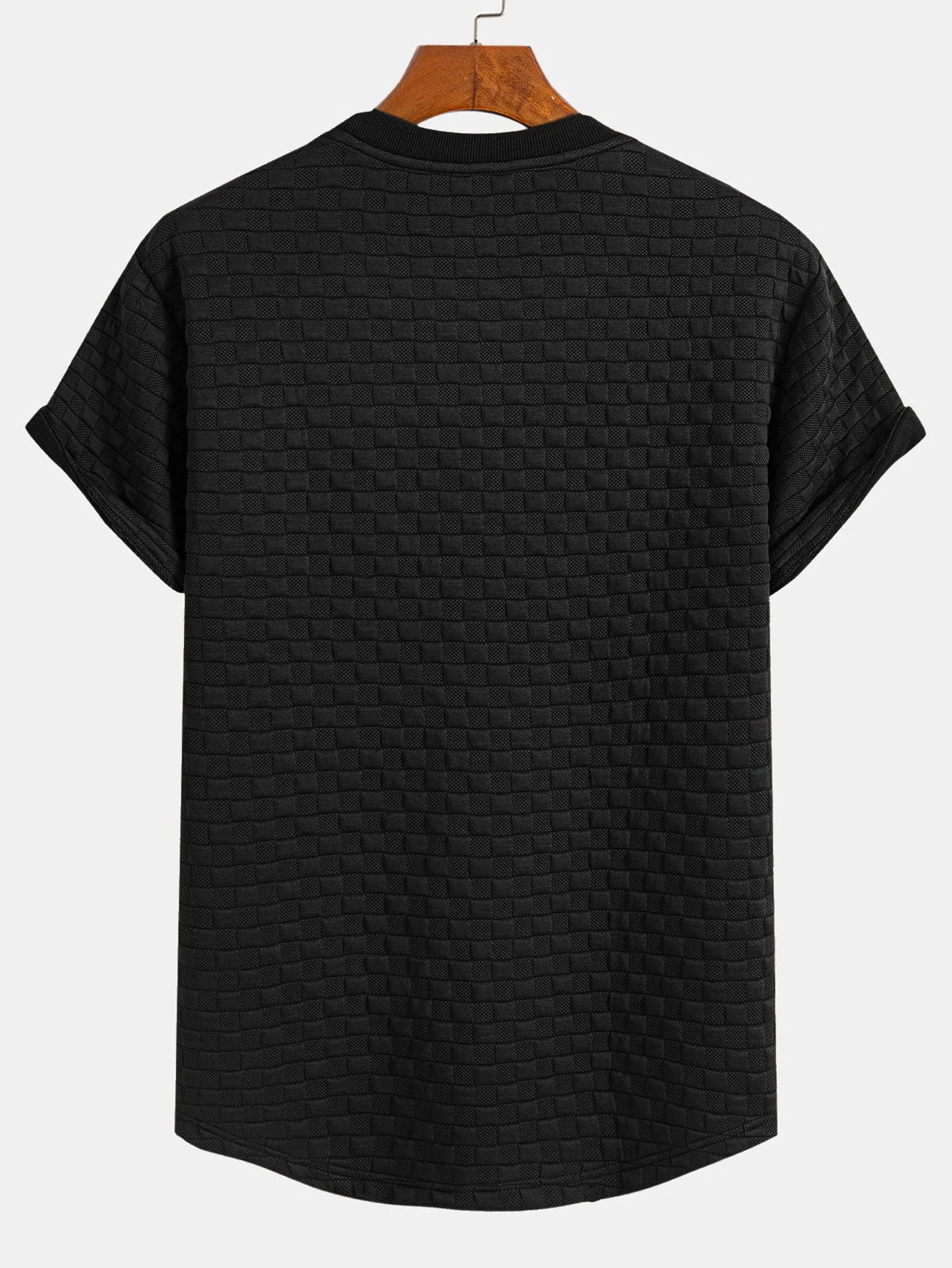 Jeremías® | Checkerboard Jacquard Arc Hem T-Shirt - Image 4