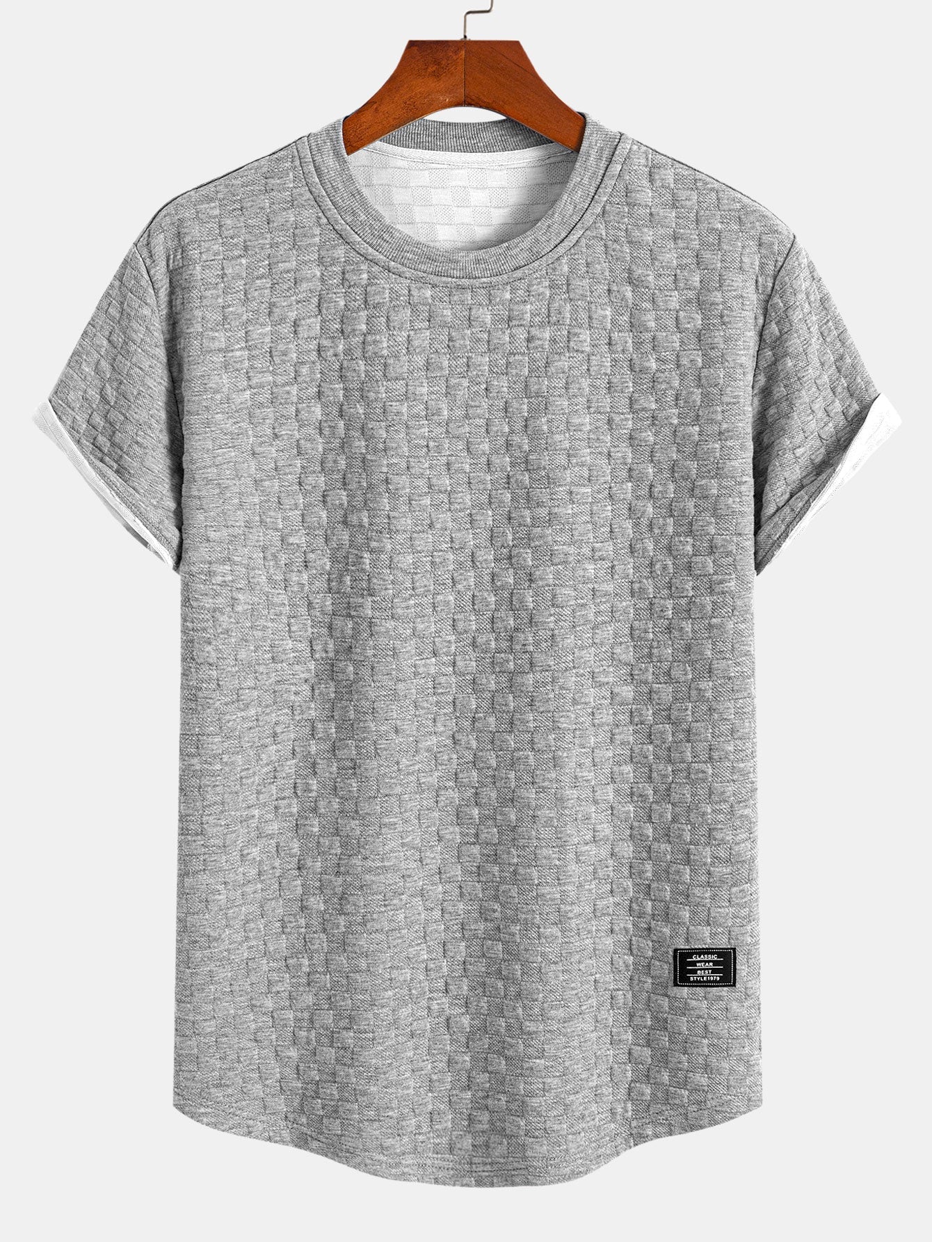 Jeremías® | Checkerboard Jacquard Arc Hem T-Shirt - Image 5