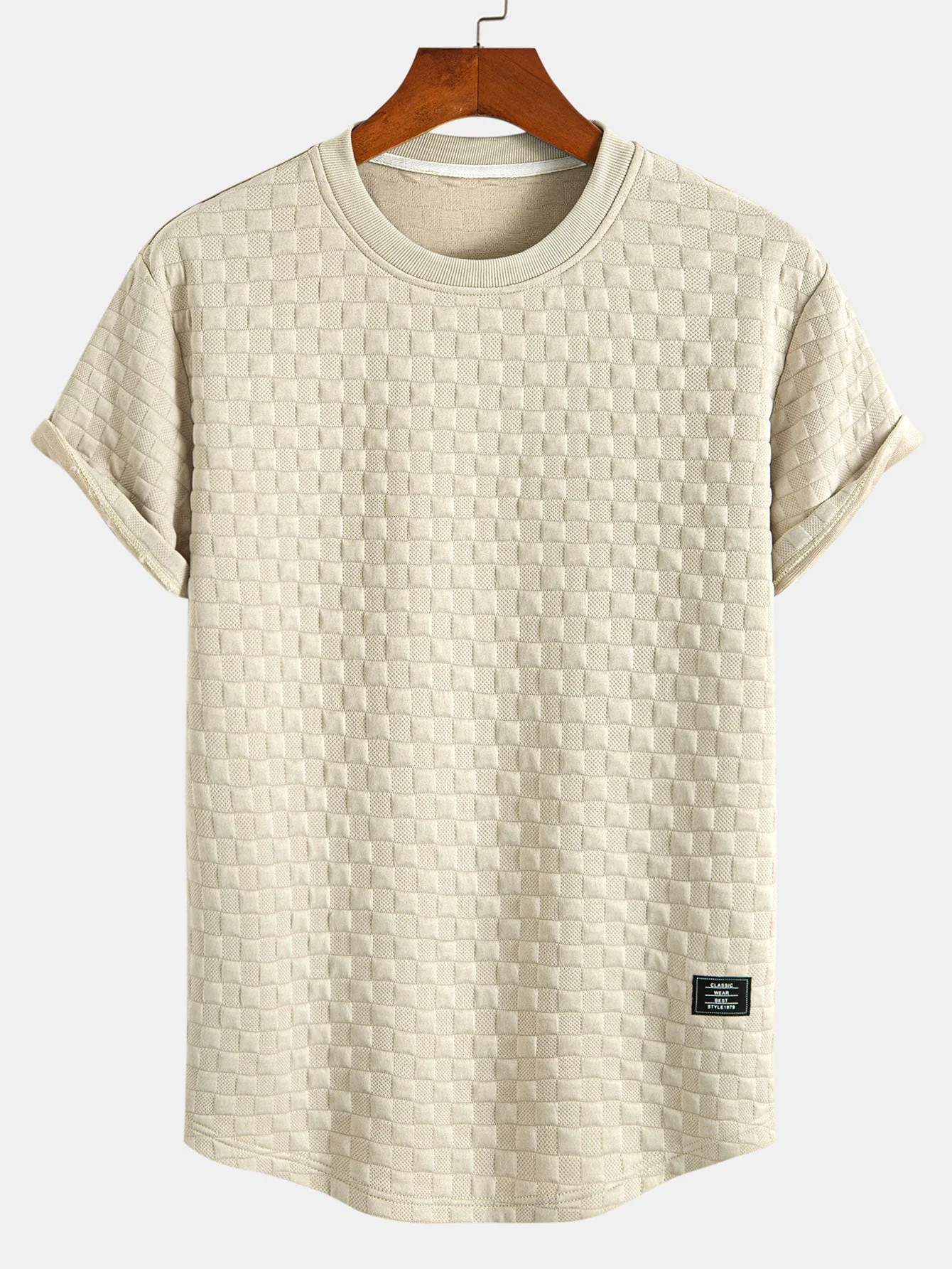 Jeremías® | Checkerboard Jacquard Arc Hem T-Shirt - Image 8