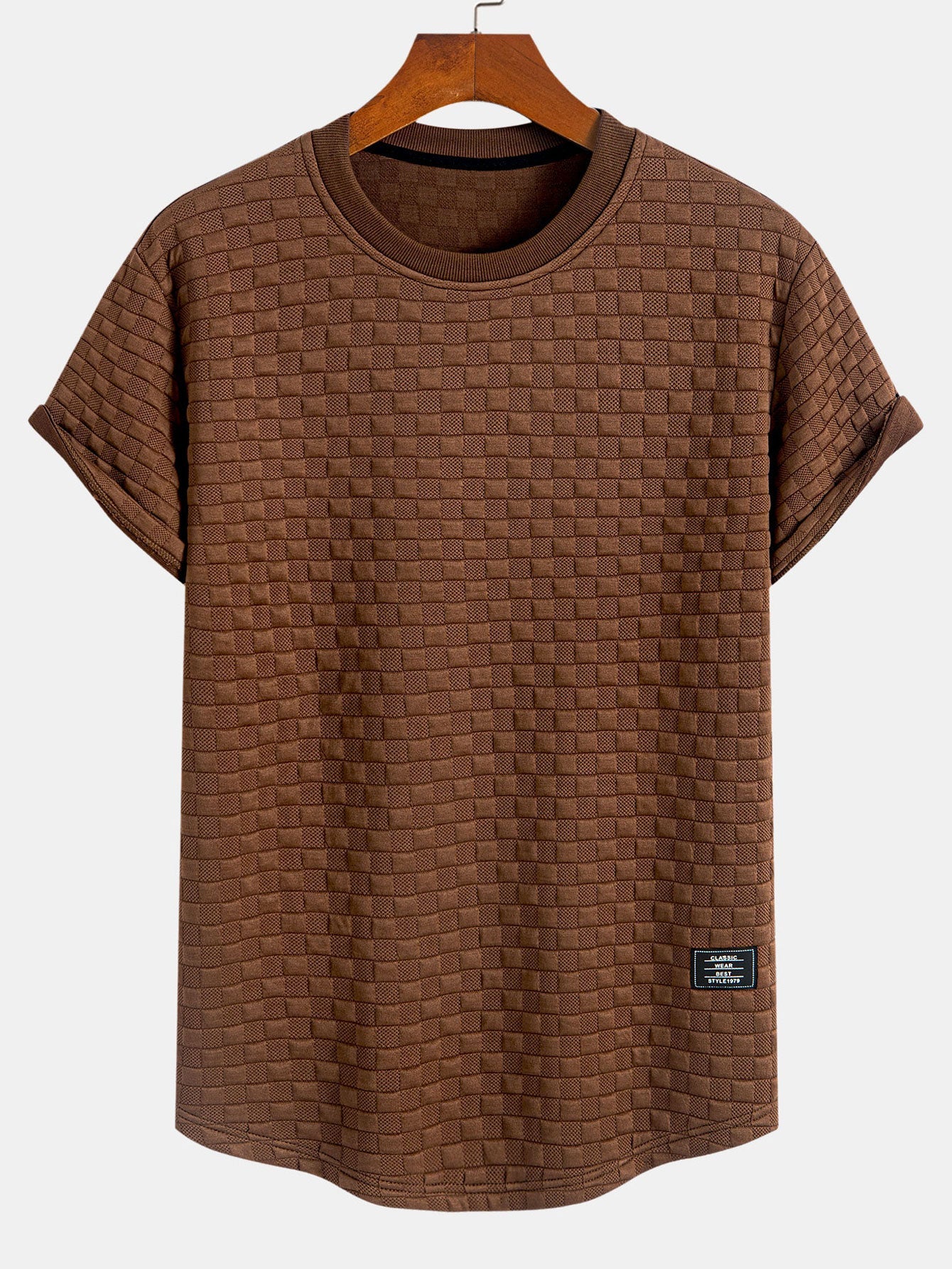 Jeremías® | Checkerboard Jacquard Arc Hem T-Shirt - Image 9