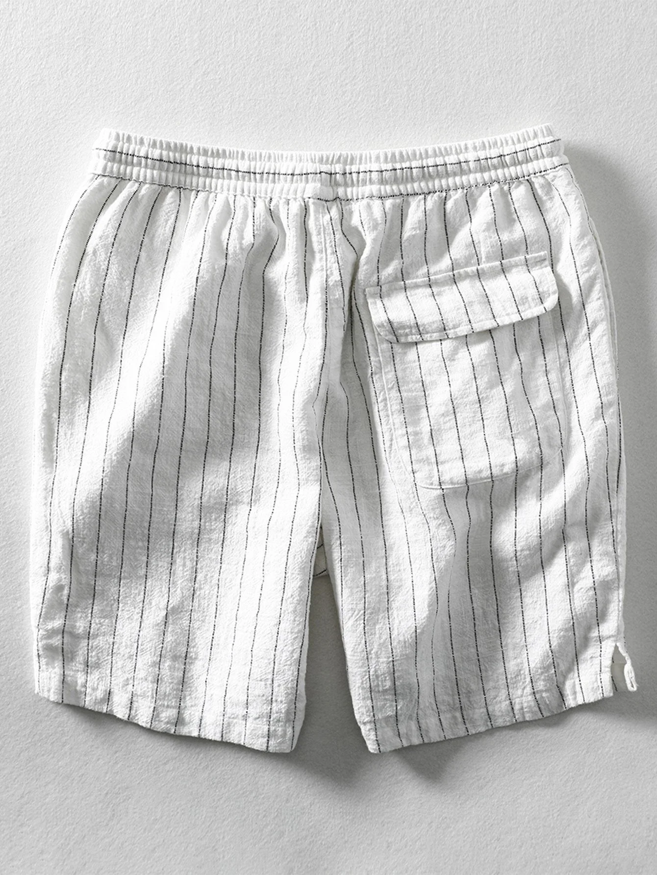 Job® | Linen Cotton Blend Drawstring Striped Shorts - Image 6