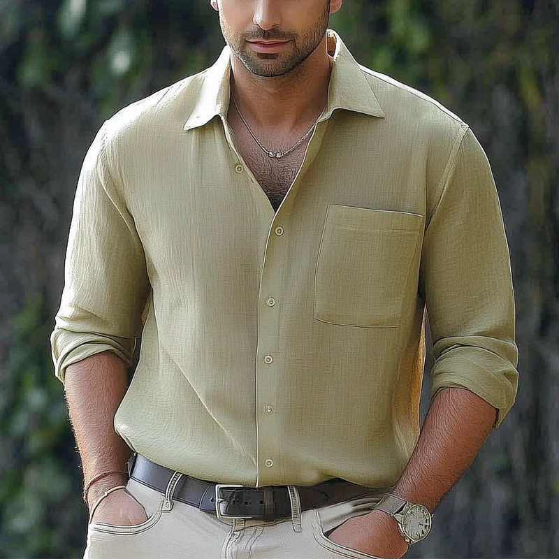 Jorge | Men'S Basic Solid Color Lapel Long Sleeve Shirt - Image 2