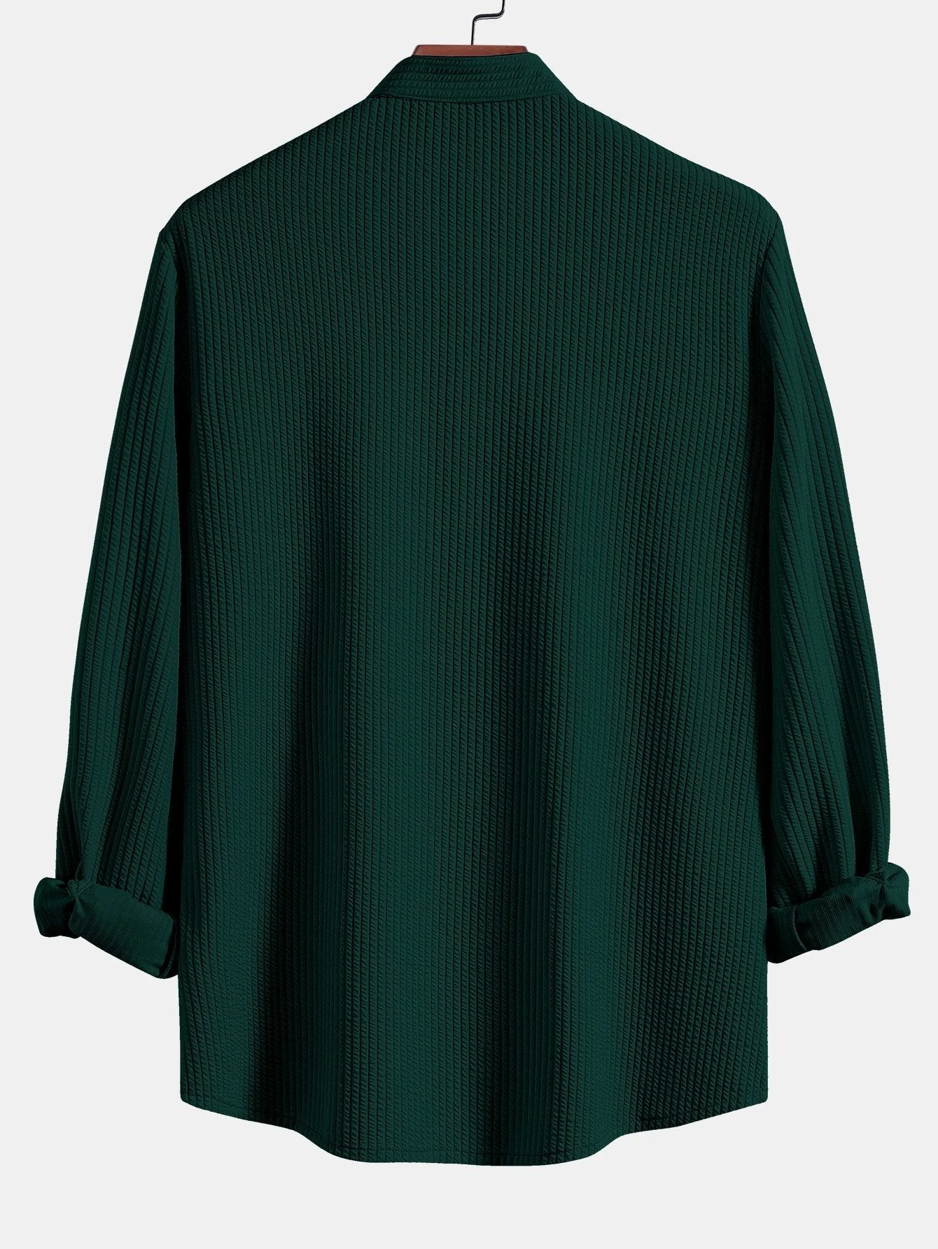 Jorgensen® | Ribbed Muscle Fit Long Sleeve Shirt With Mandar Collar - Image 4
