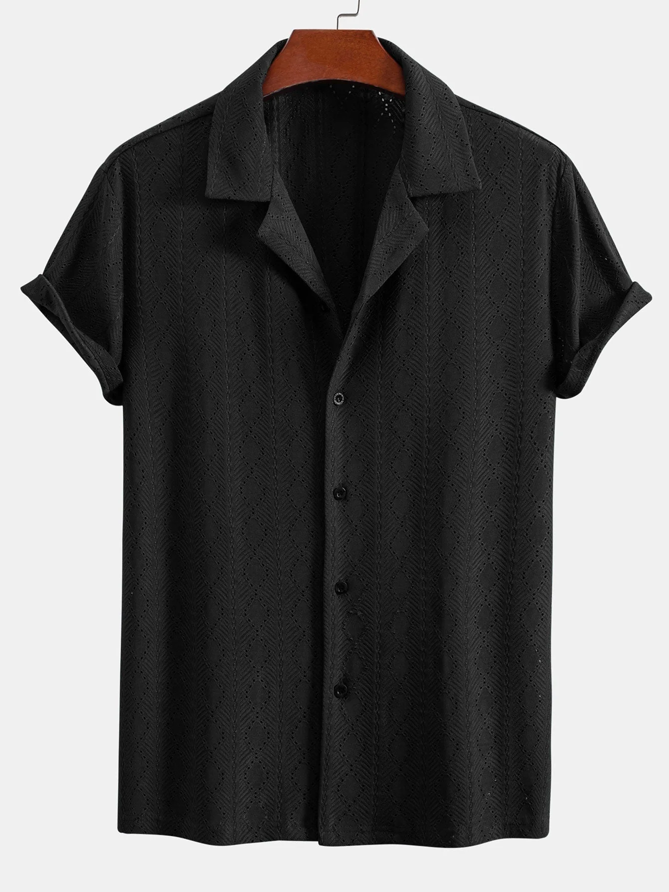José® | Muscle Fit Diamond Texture Cuban Shirt - Image 5