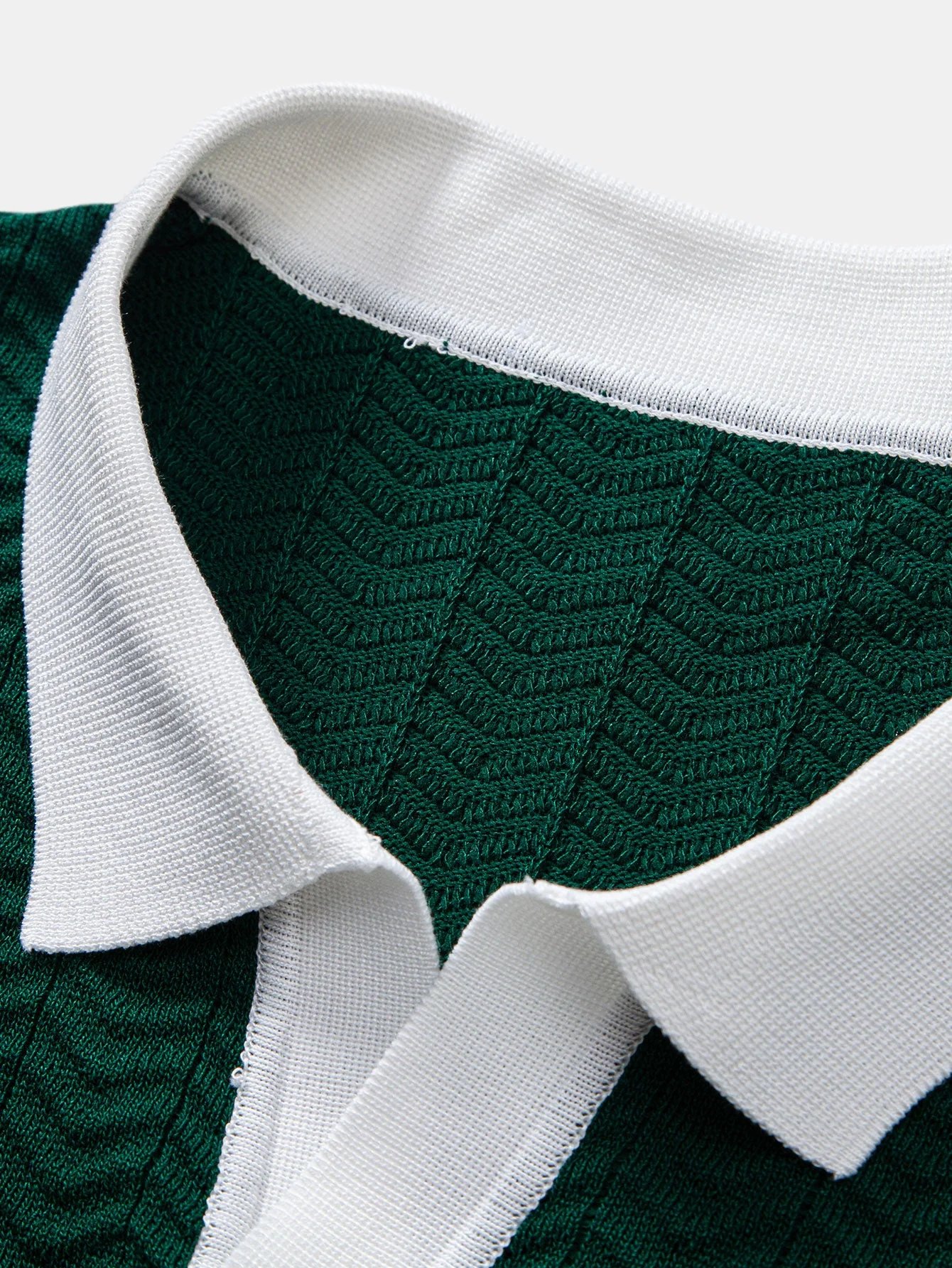 Josh® | Texture Contrast Knitted V Neck Polo Shirt - Image 7