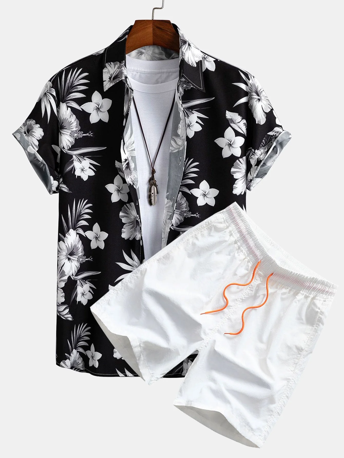 Joshua® | Tropical Floral Print Button Up Shirt & Swim Shorts - Image 3