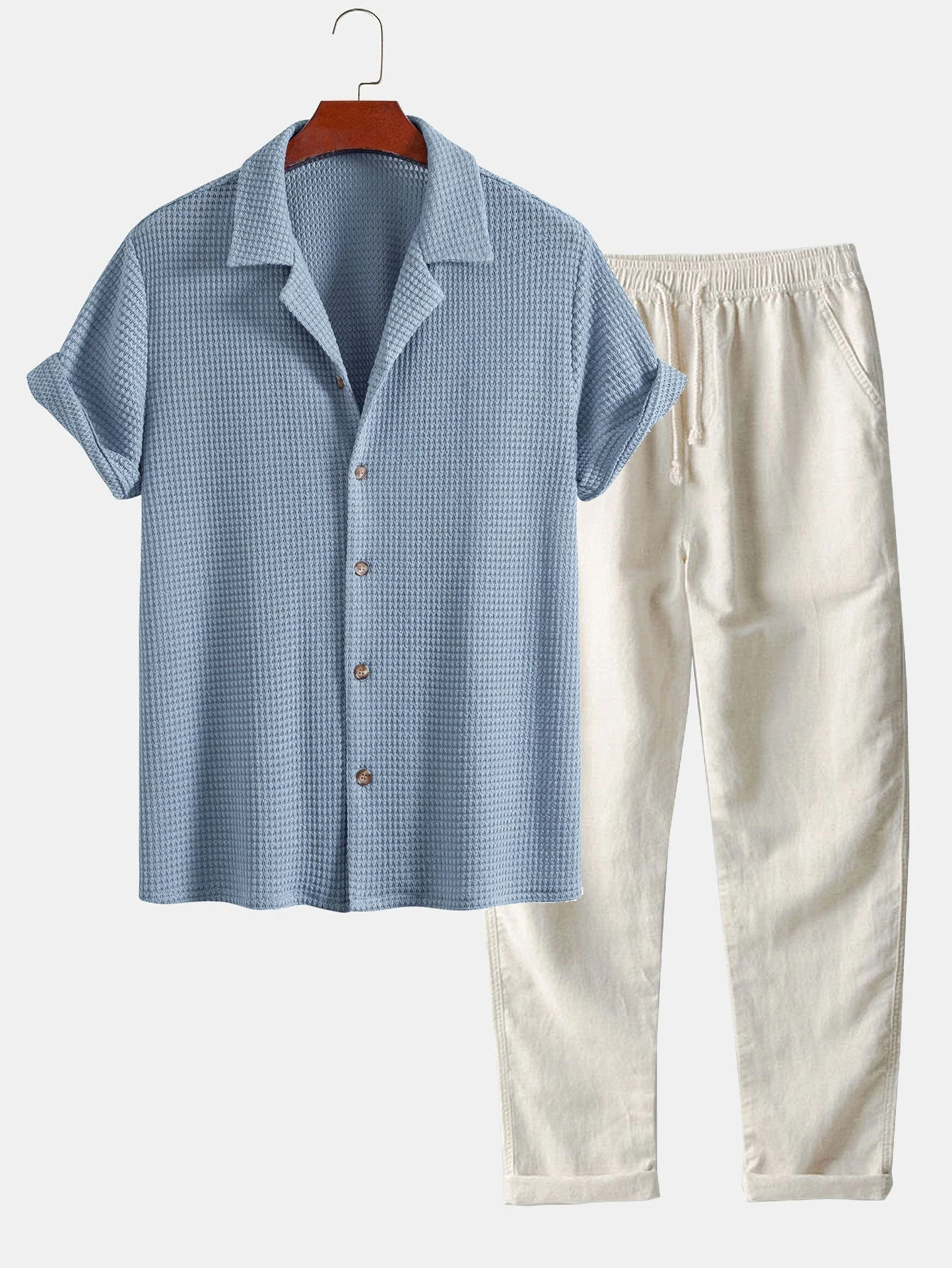 Josué® | Textured Cuban Shirt & Straight Leg Linen Pants - Image 2