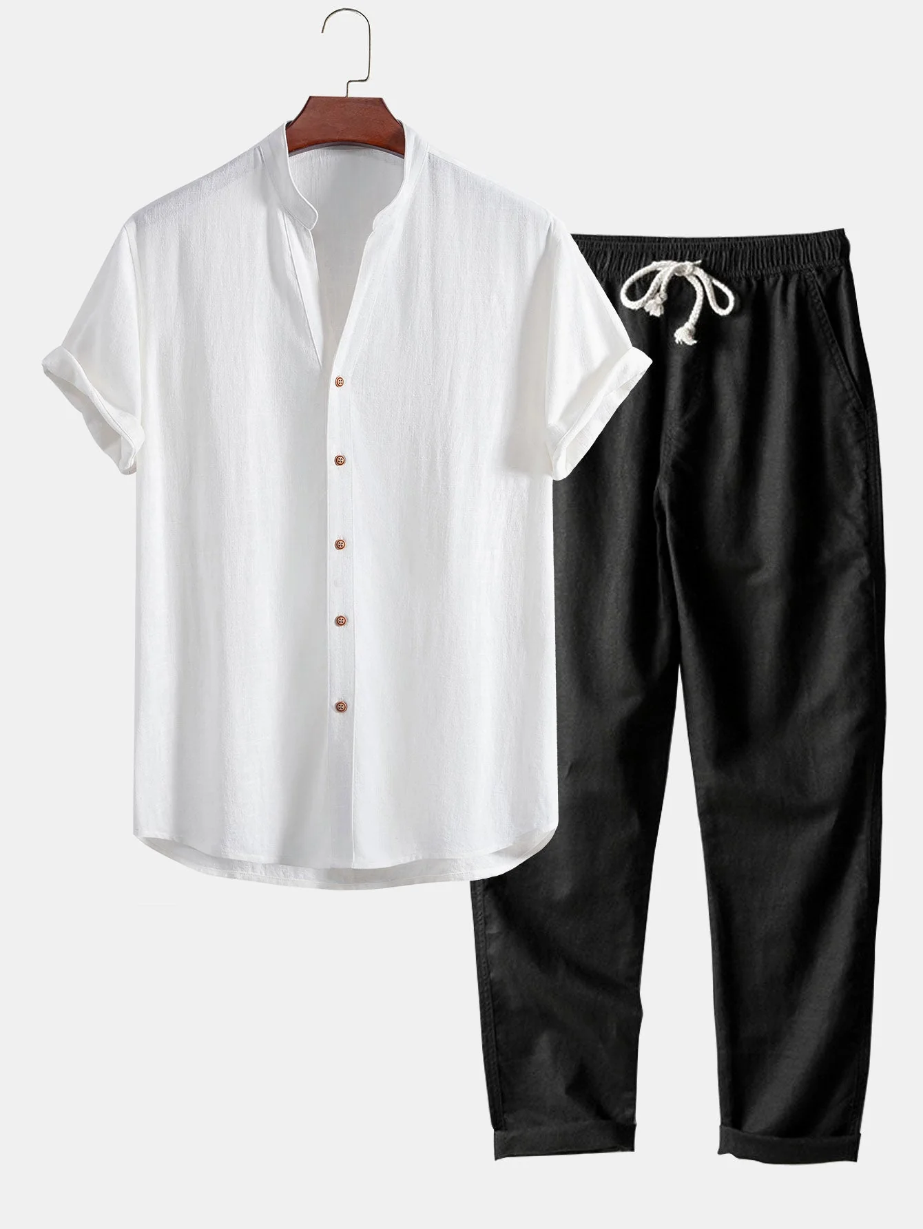 Jovanni® | Linen And Rayon V-Neck Shirt & Straight Leg Linen Pants - Image 5