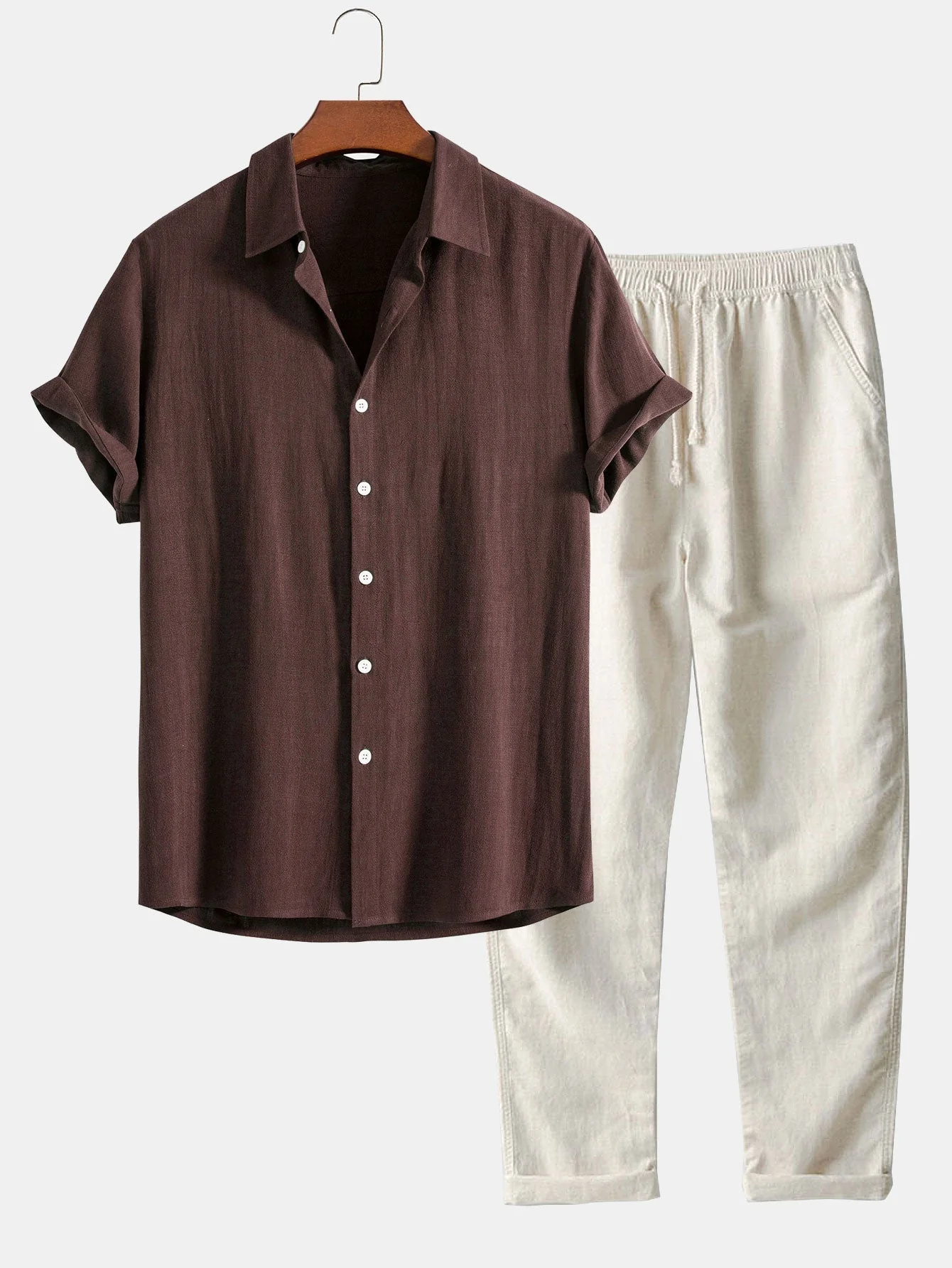 Jovanny® | Linen And Rayon Blend Shirt With Buttons & Straight Leg Linen Pants - Image 2