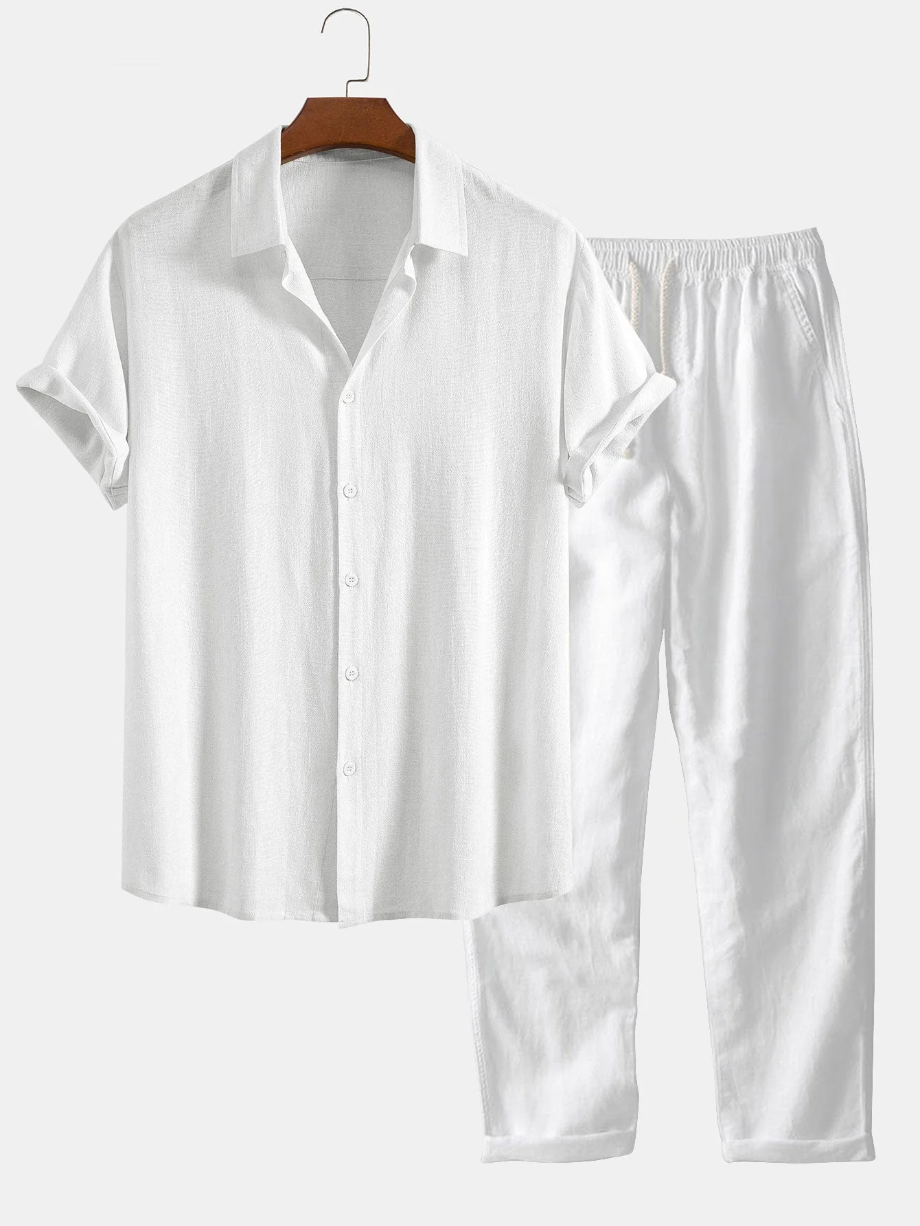 Jovanny® | Linen And Rayon Blend Shirt With Buttons & Straight Leg Linen Pants - Image 5