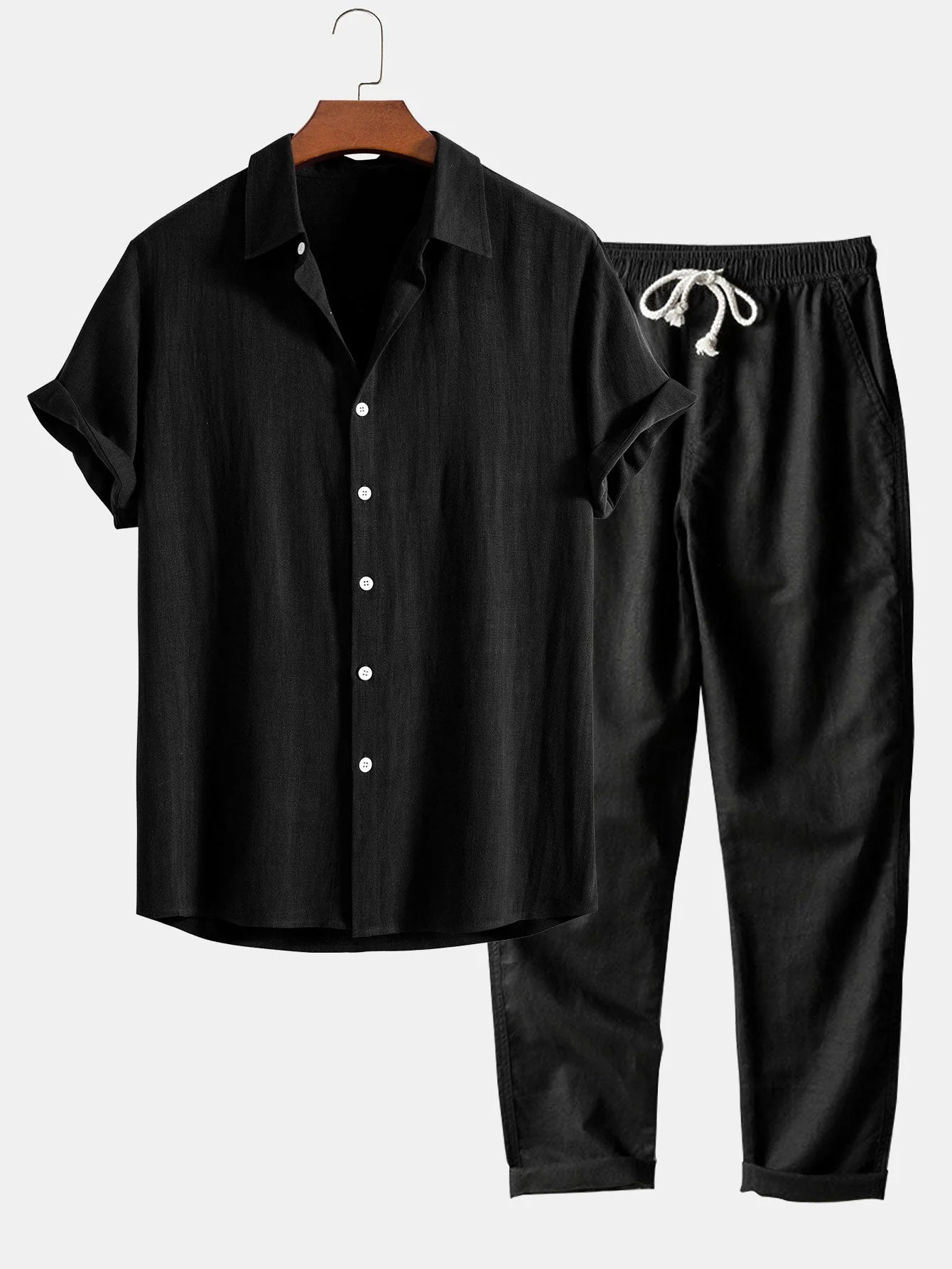 Jovanny® | Linen And Rayon Blend Shirt With Buttons & Straight Leg Linen Pants - Image 6