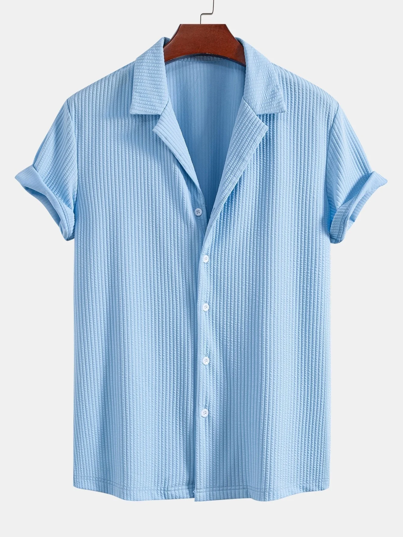 Juan® | Muscle Fit Ribbed Deep Cuban Shirt & Drawstring Ribbed Shorts - Image 4
