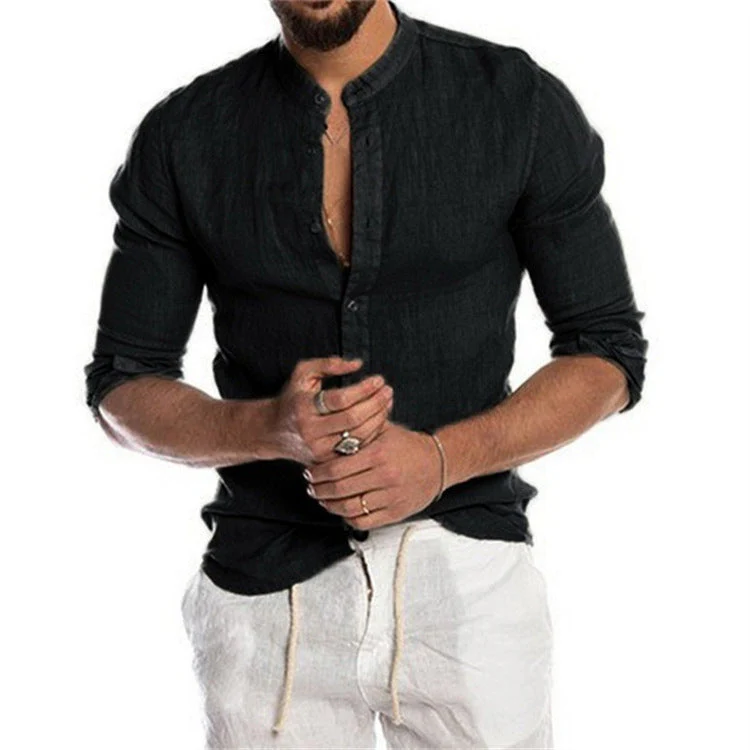 Julian® | Long-Sleeved, Loose Men'S Shirt With Stand-Up Collar Made Of Linen