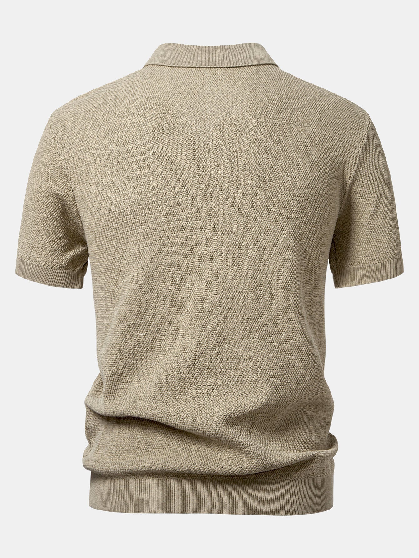 Julian | Textured Zip Up Knit Polo Shirt - Image 7