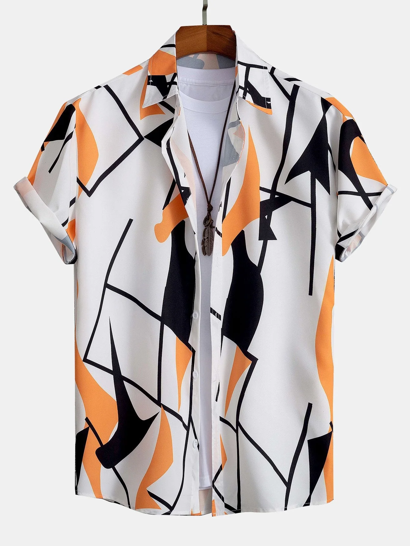 Julio® | Color Block Abstract Print Button Up Shirt