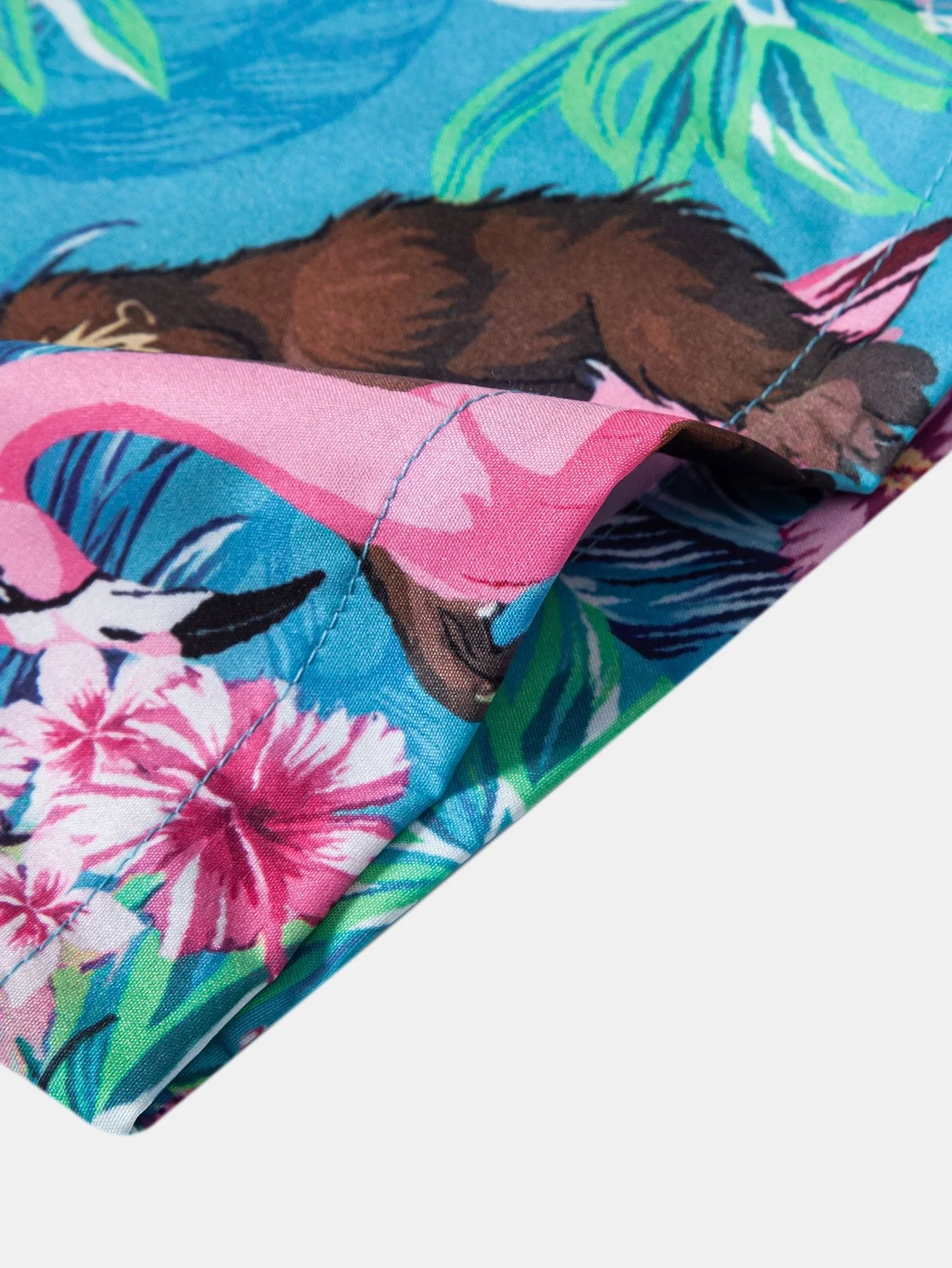 Justin® | Tropical Plants And Orangutan Print Button Up Shirt & Swim Shorts - Image 8