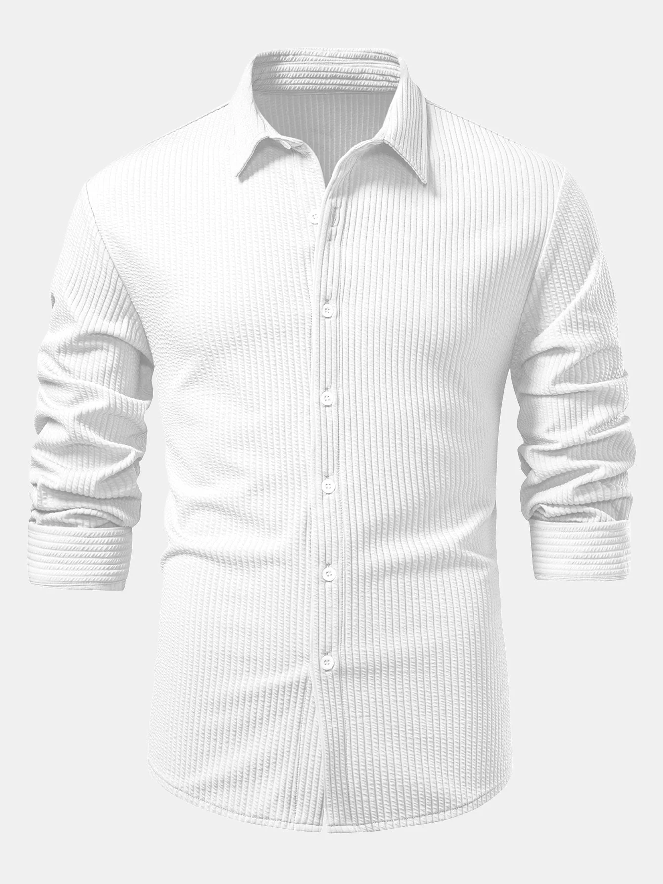 Justino® | Long Sleeve Muscle Fit Ribbed Button Up Shirt & Straight Leg Ribbed Pants - Image 15