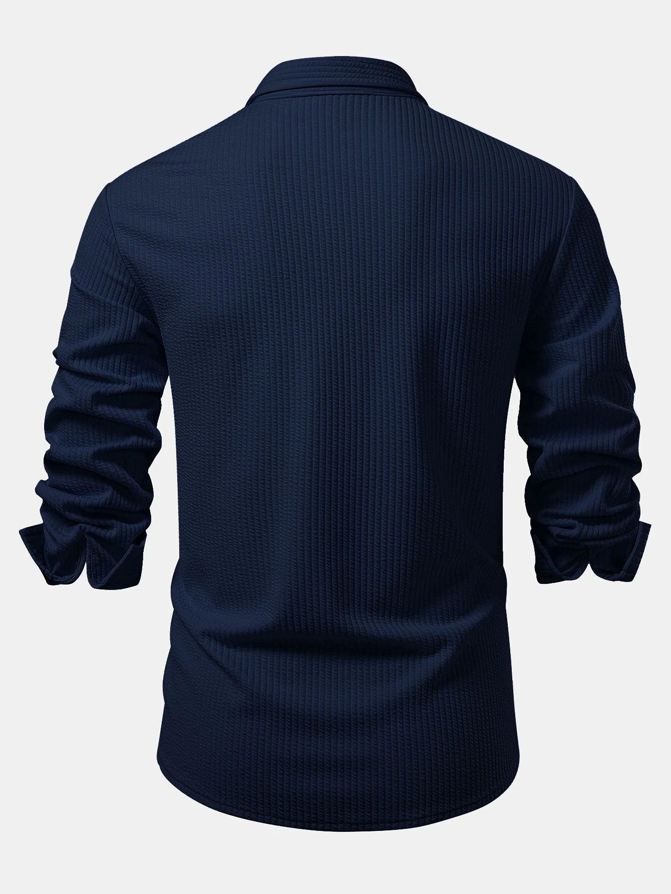 Justino® | Long Sleeve Muscle Fit Ribbed Button Up Shirt & Straight Leg Ribbed Pants - Image 8