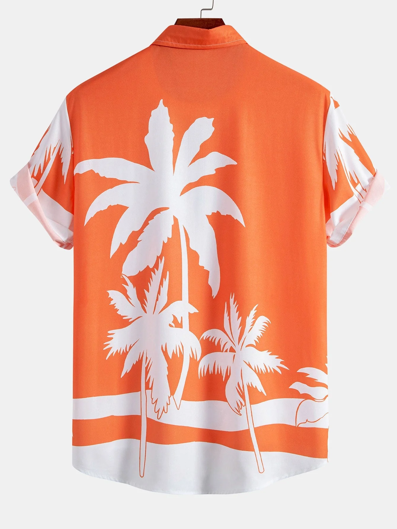 Justino® | Palm Tree Print Button Up Shirt & Man Mid Length Drawstring Swim Shorts - Image 4