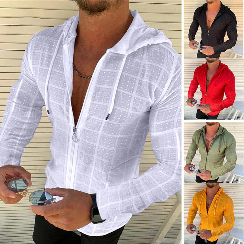 Kade® | Casual Long-Sleeved Men'S Shirt With Hood And Zip