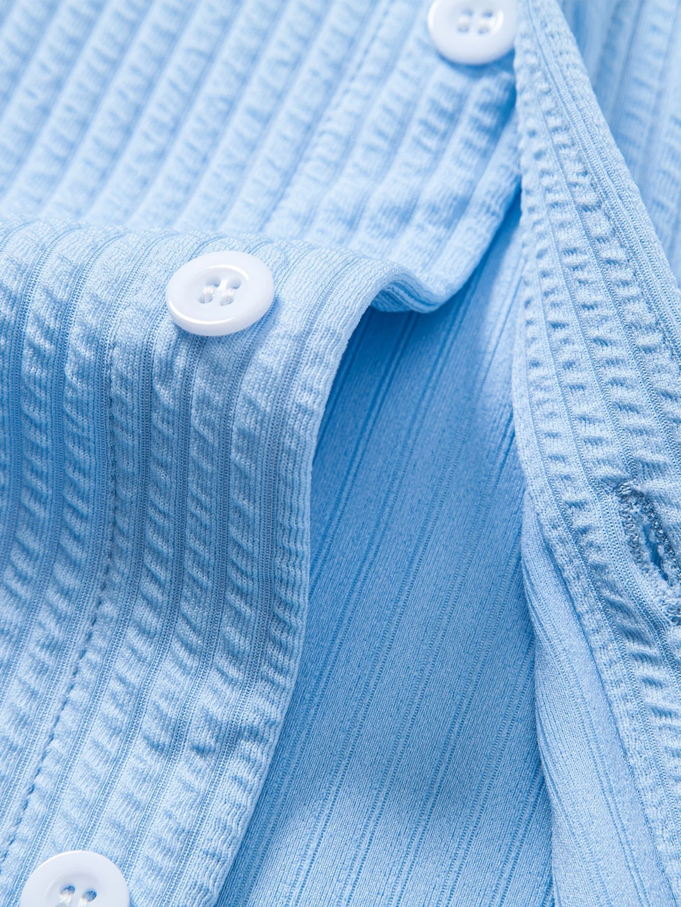 Kalil® | Long Sleeve Muscle Fit Ribbed Button Up Shirt - Image 17
