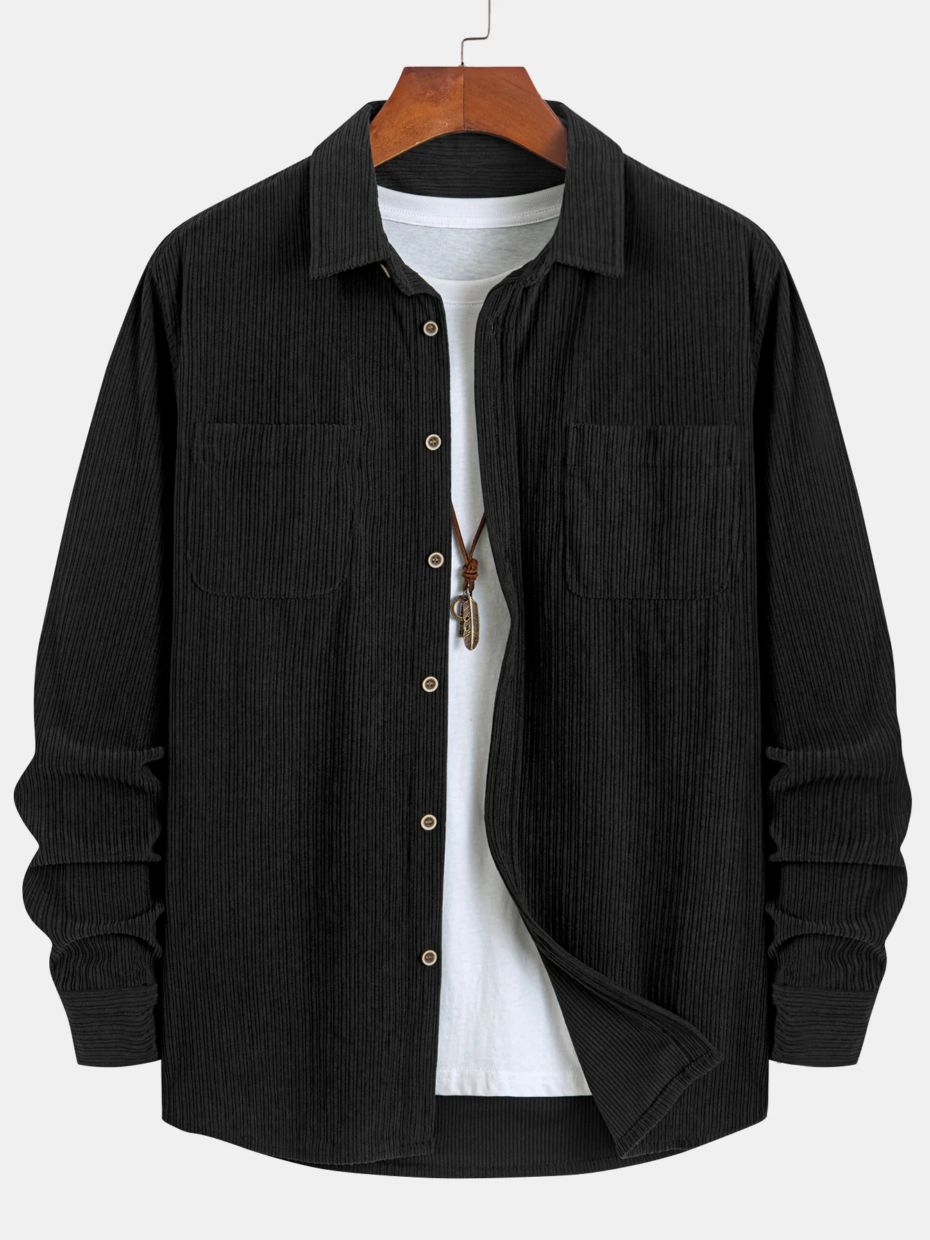 Kareem® | Long Sleeve Corduroy Pocket Button Up Shirt - Image 5