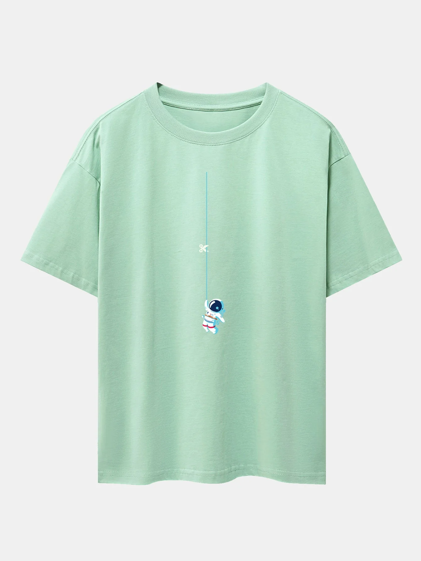 Kevin® | Astronaut On A Rope Print Drop Shoulder Oversize T-Shirt - Image 10