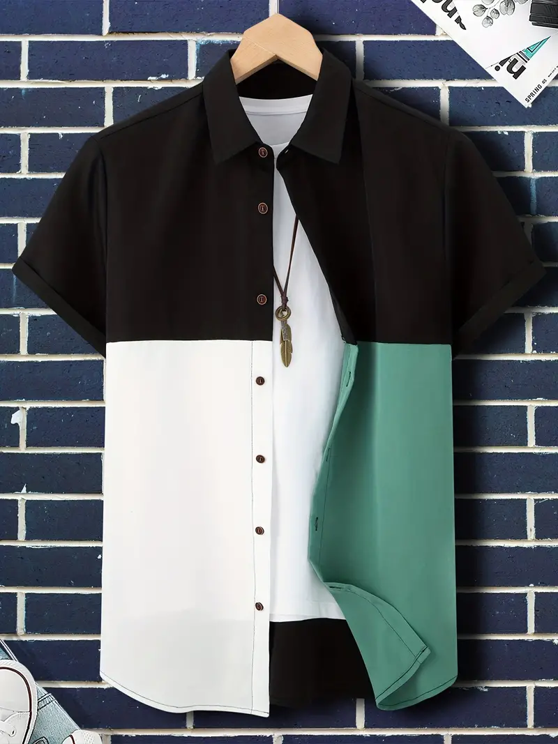 Kosta® | Trendy Color Block Shirt With Button Placket For Men - Image 4