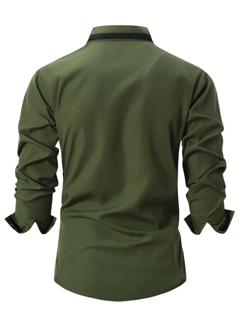 Kruz® | Color Block Long Sleeve Shirt For Men - Image 10